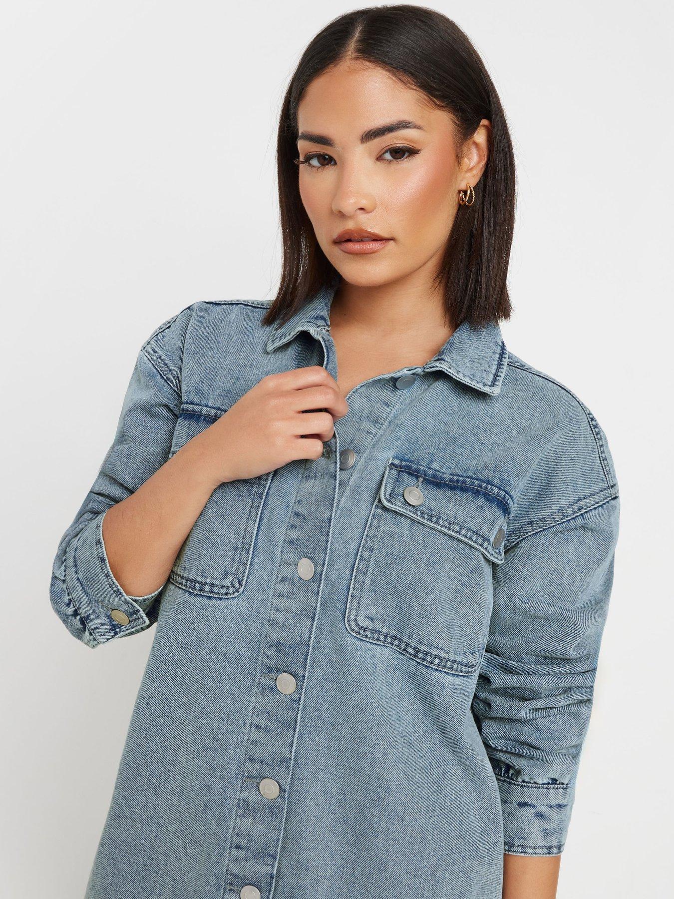 Image 4 of 4 of M&Co Petite Denim Mini Dress - Blue