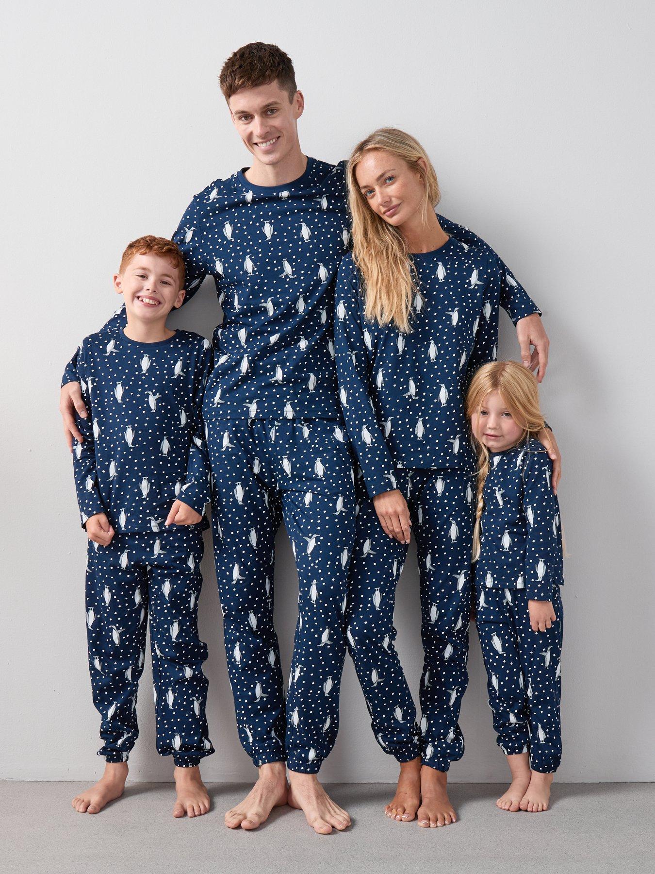 The Very Collection Mens Family Christmas Pj Character Long Sleeve T-shirt With Jogger Set - Navy