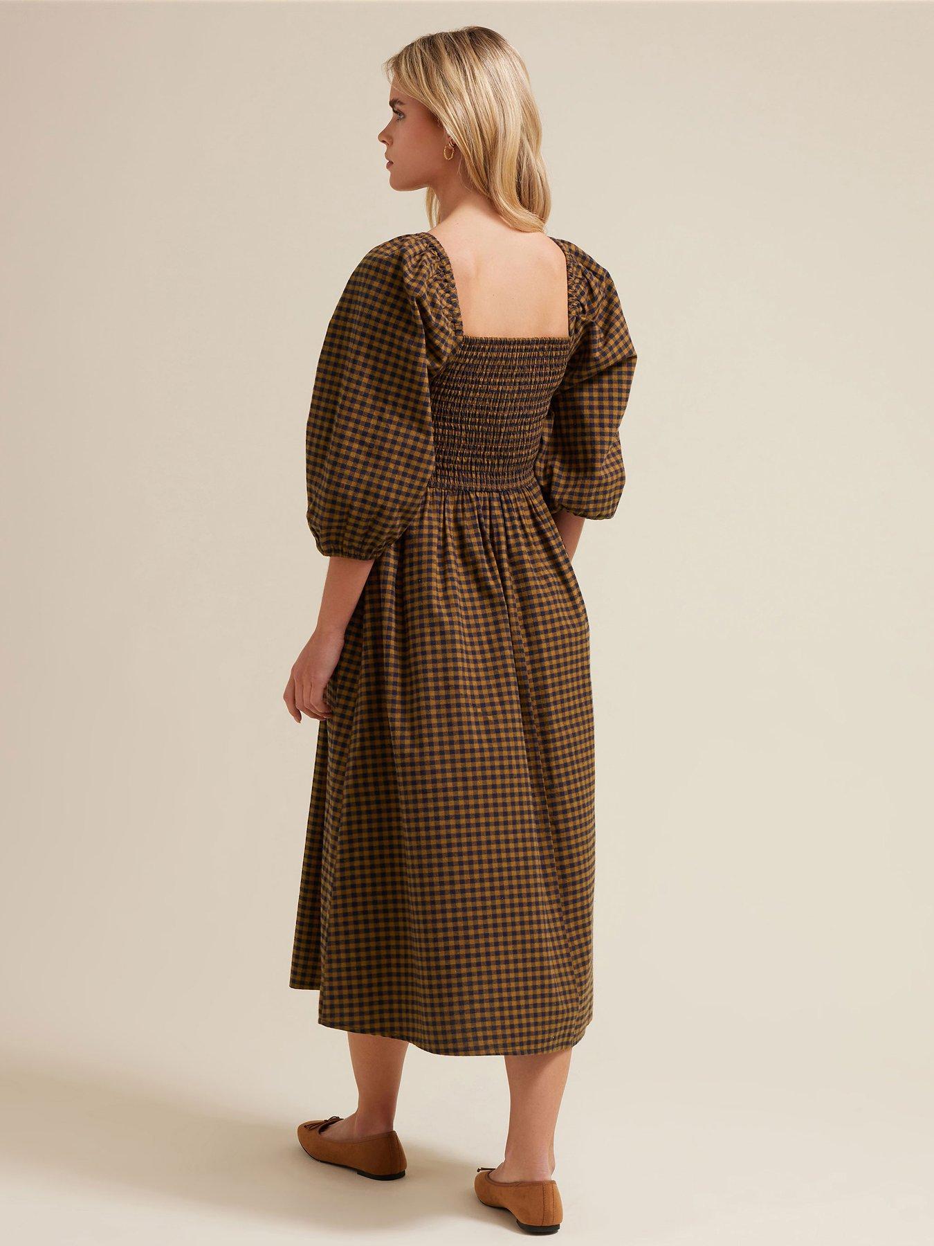 Image 2 of 4 of M&Co Petite Gingham Puff Sleeve Dress