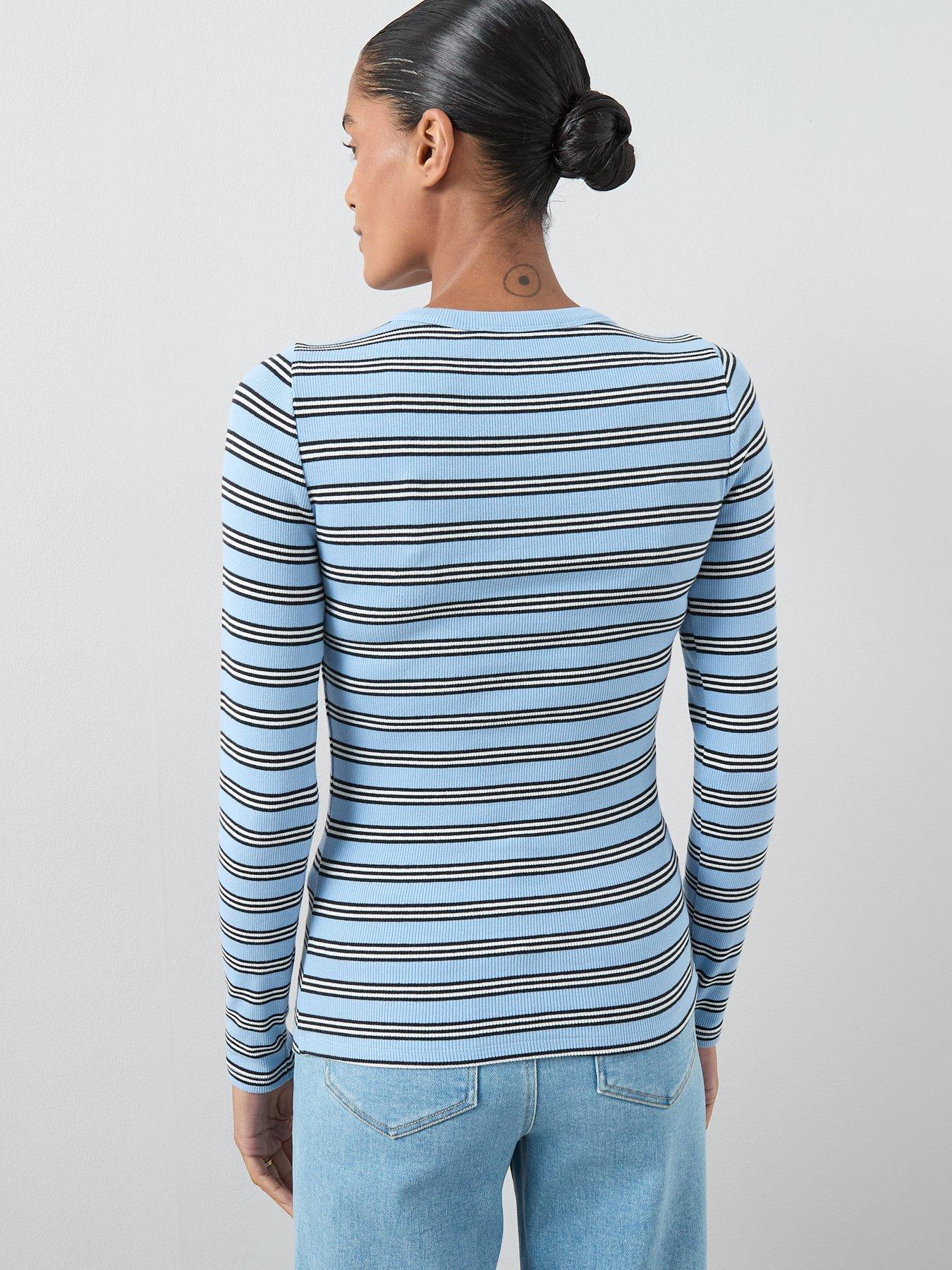 the-very-collection-crew-stripe-long-sleeve-top-bluestillFront