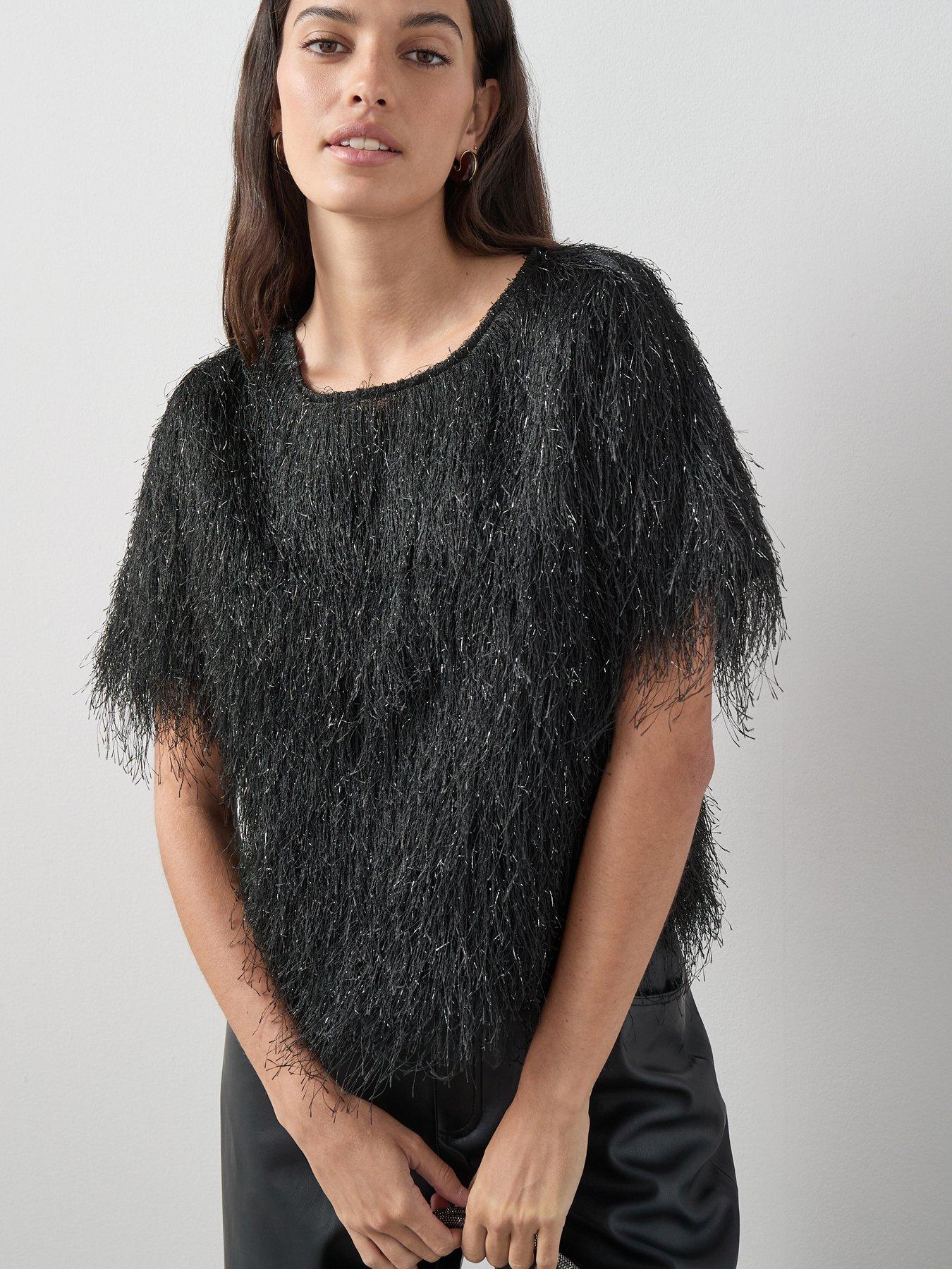 the-very-collection-tassel-short-sleeve-top-blackdetail