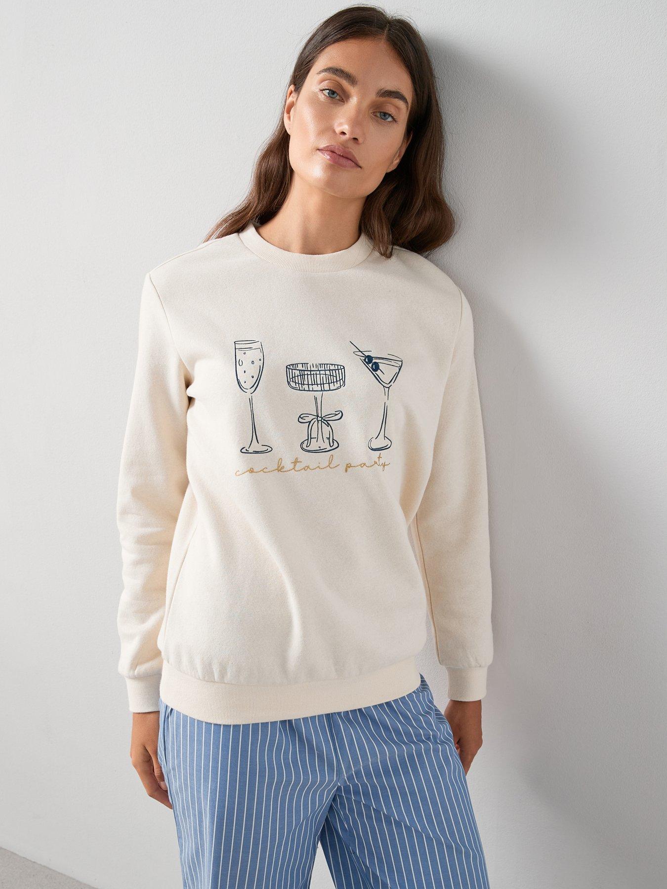 the-very-collection-slogan-sweat-and-woven-stripe-bottom-pj-set-blue