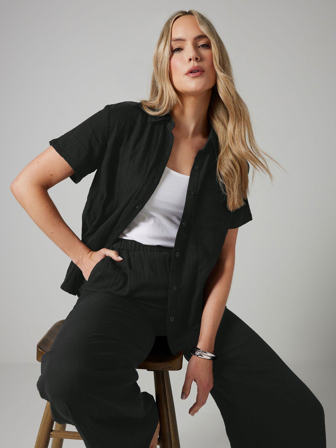 Image of Long Tall Sally Tall Cheesecloth Short Sleeve Shirt