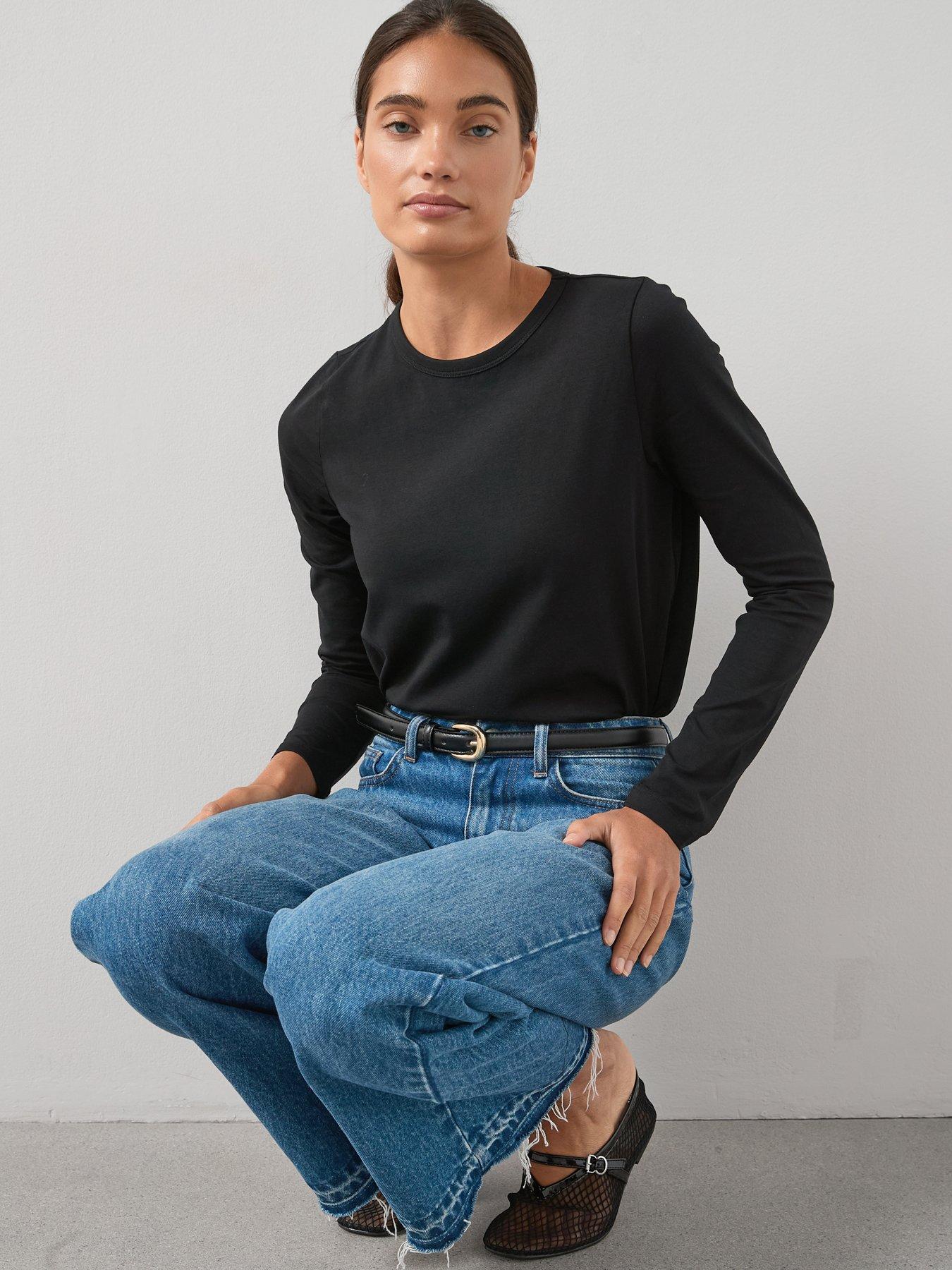 the-very-collection-long-sleeve-oversized-basic-top-black