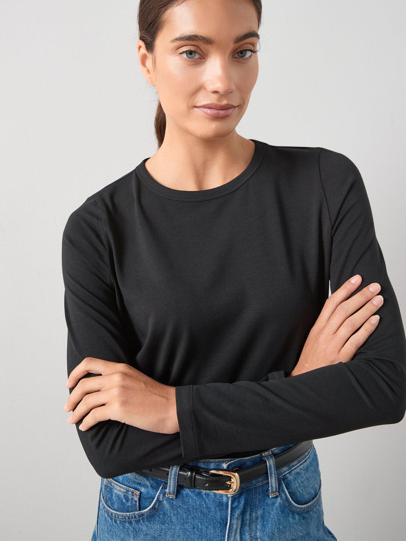 the-very-collection-long-sleeve-oversized-basic-top-blackoutfit