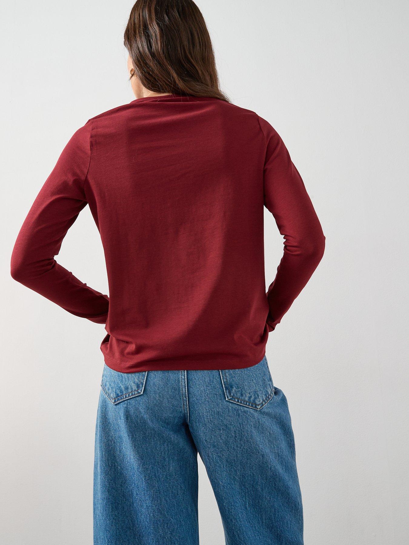 Image 2 of 6 of The Very Collection Long Sleeve Oversized Basic Top - Burgundy