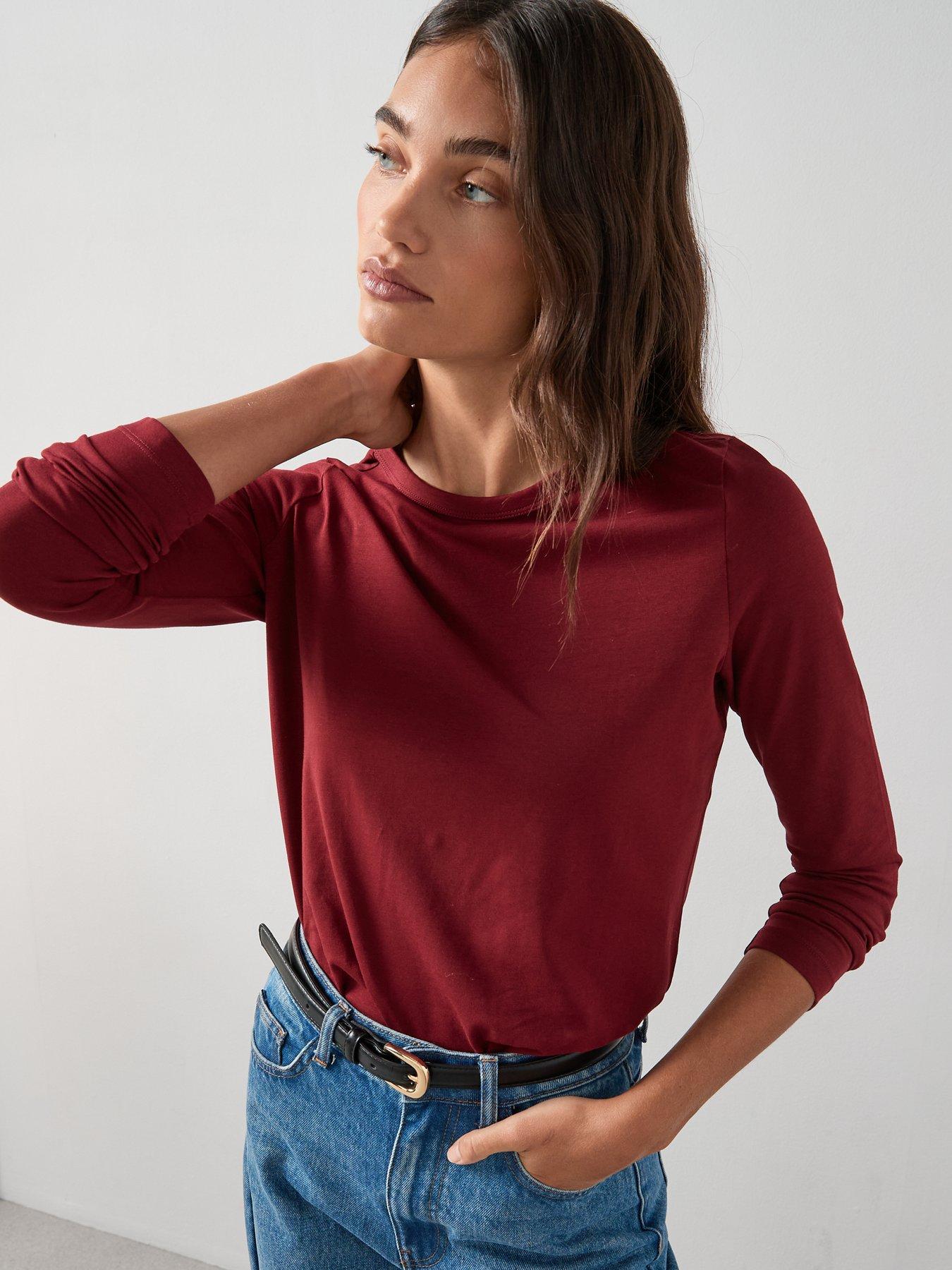 Image 5 of 6 of The Very Collection Long Sleeve Oversized Basic Top - Burgundy