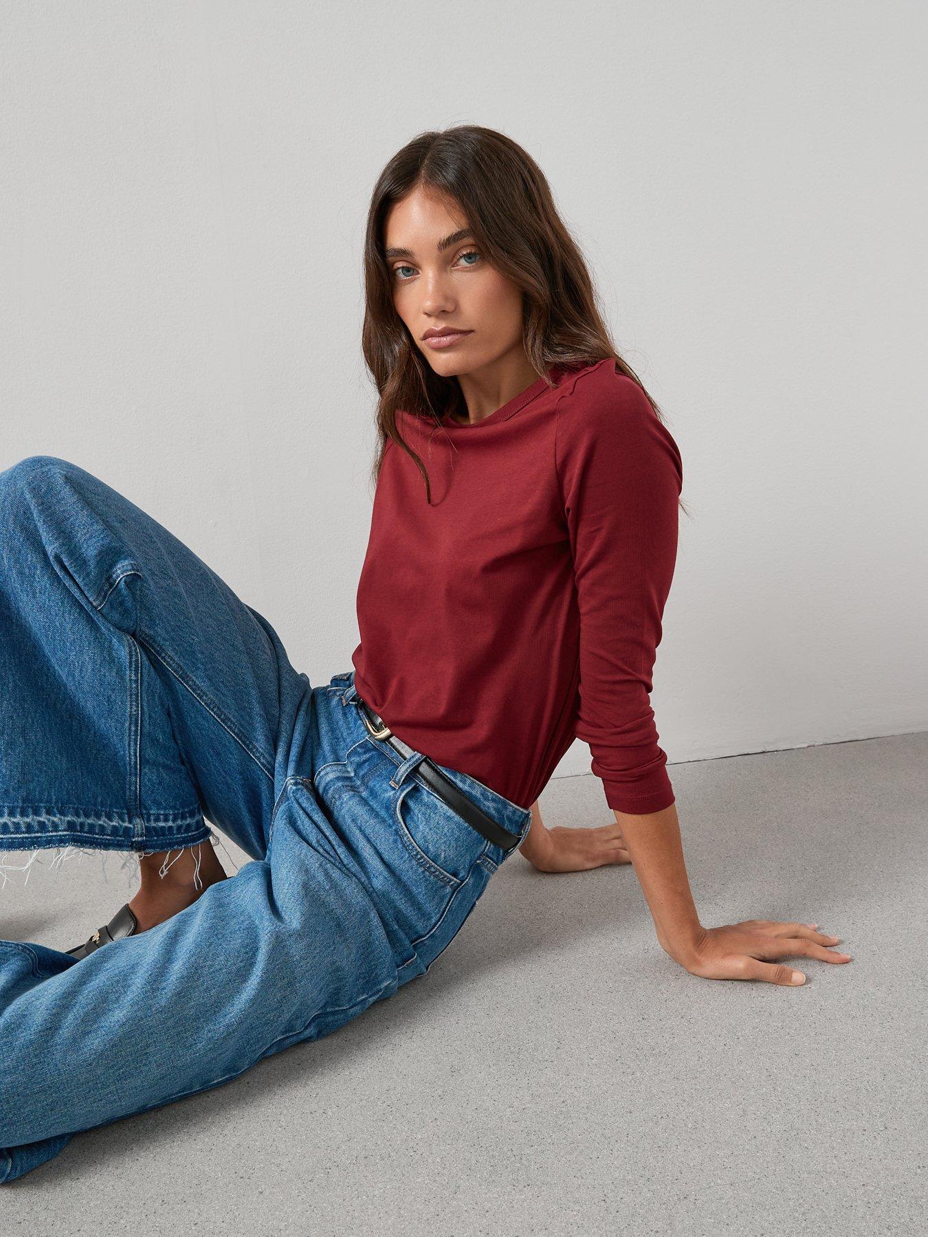 Image 6 of 6 of The Very Collection Long Sleeve Oversized Basic Top - Burgundy