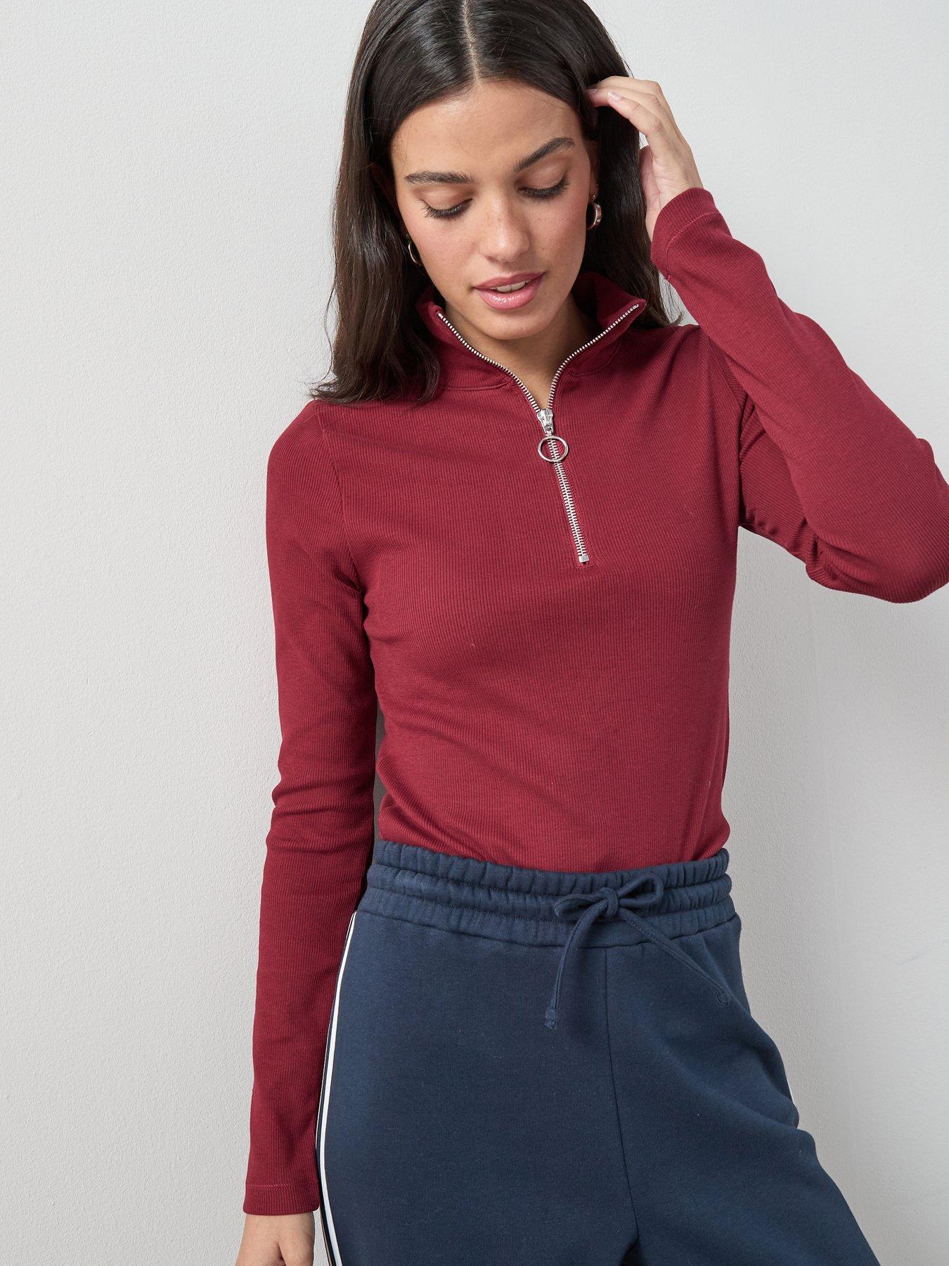 the-very-collection-half-zip-high-neck-rib-burgundy
