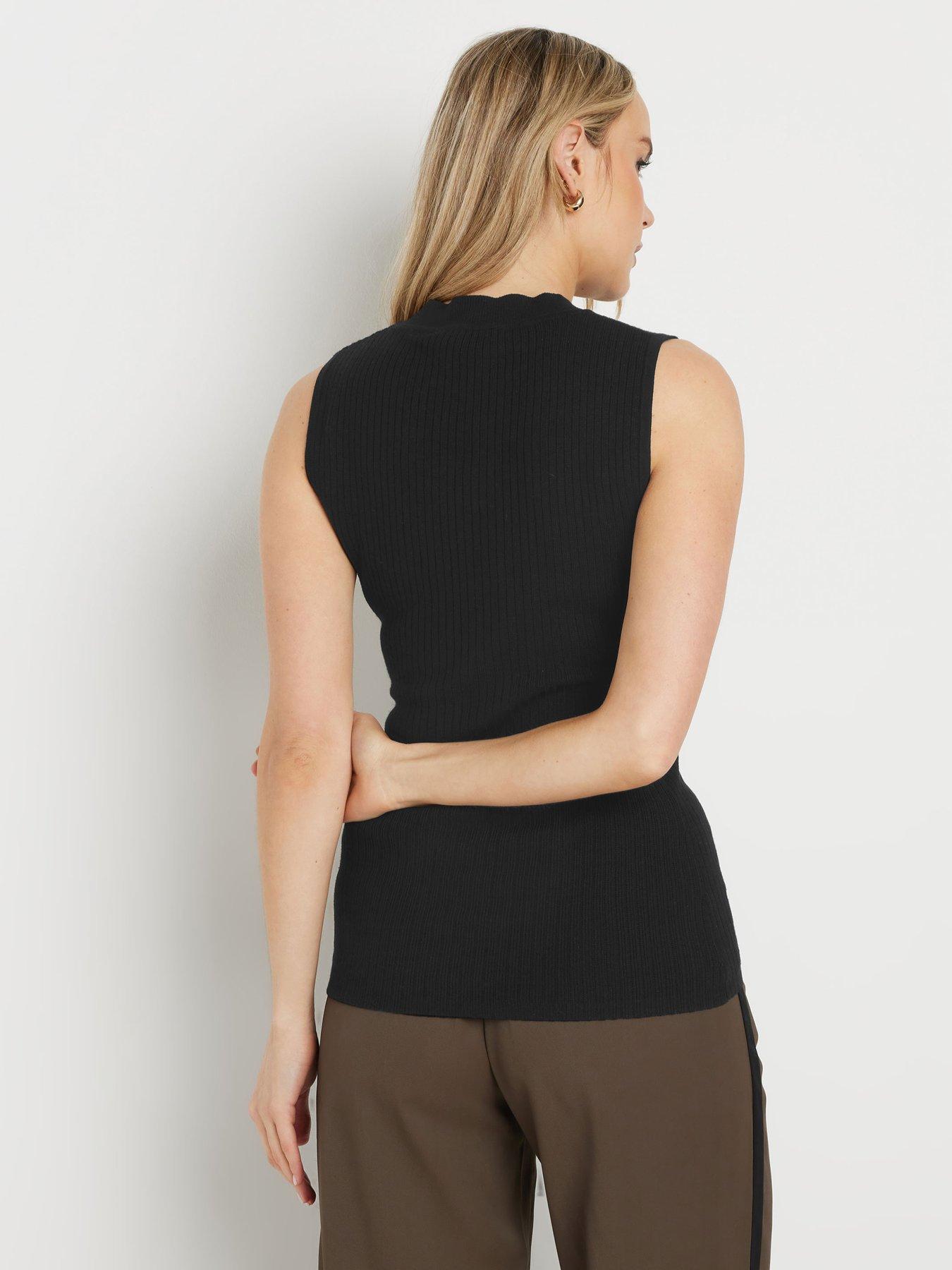 Image 2 of 4 of Long Tall Sally Tall Ribbed High Neck Vest - Black
