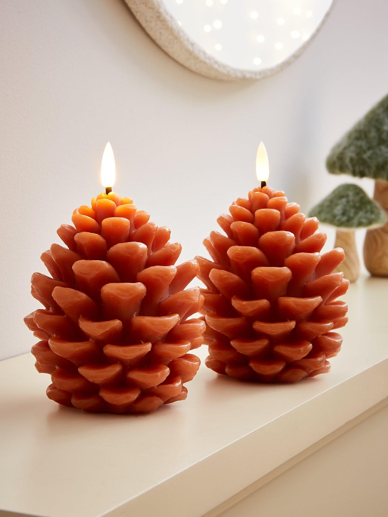 The Very Collection Set of 2 Pinecone LED Candle Autumn Decorations