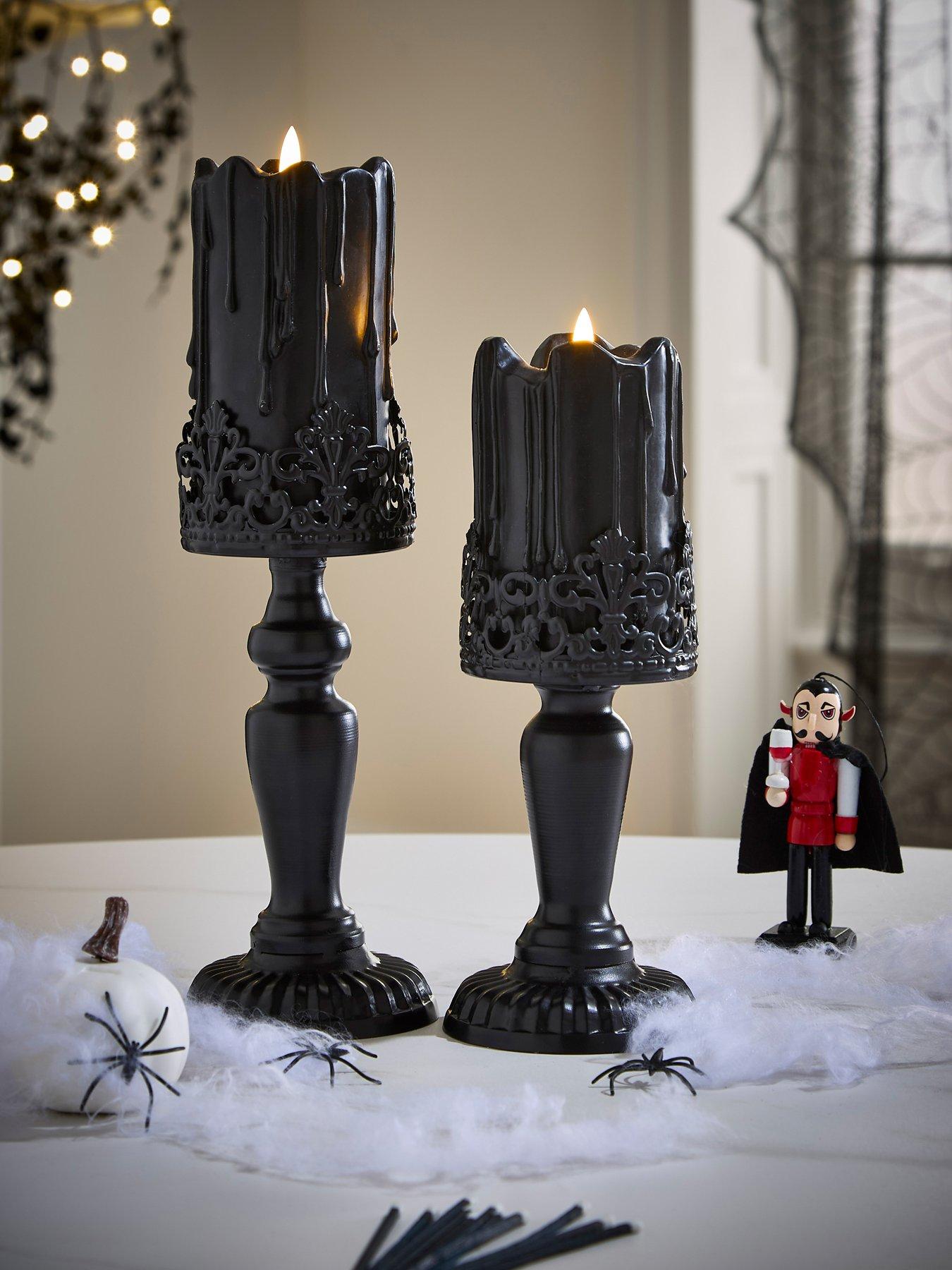 The Very Collection Set Of 2 Candle Holder Halloween Decorations in Black