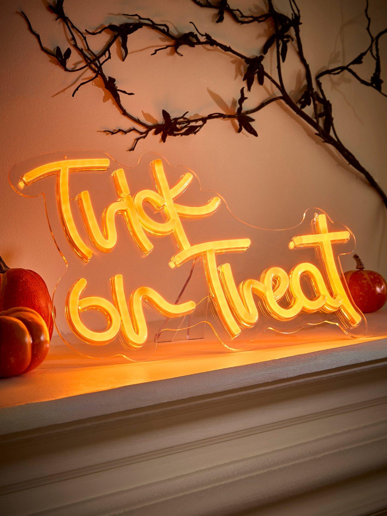Image 1 of 5 of The Very Collection Trick or Treat Neon Light Halloween Decoration