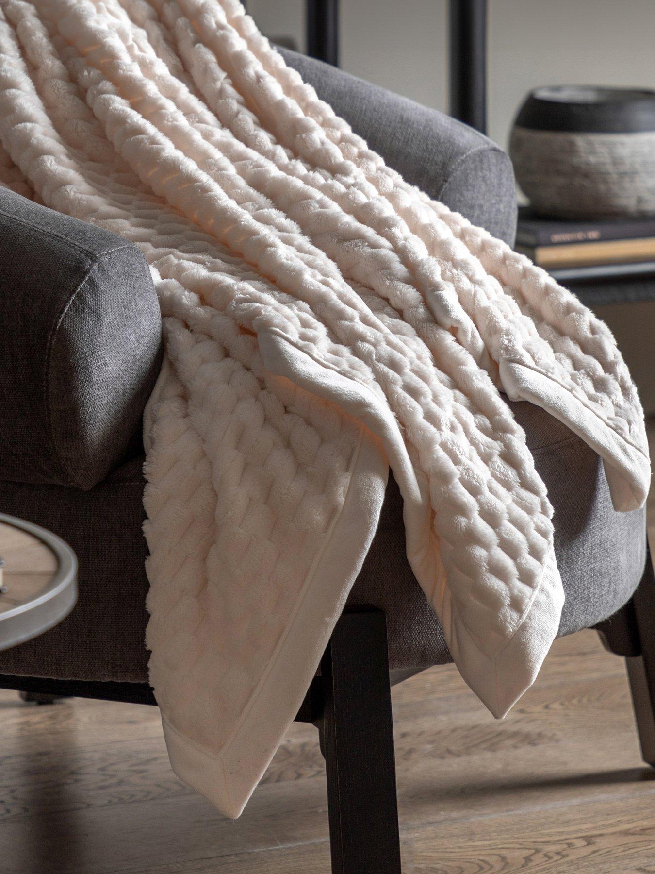 Image 1 of 3 of Gallery Direct Jacquard Velvet Knitted Throw Natural