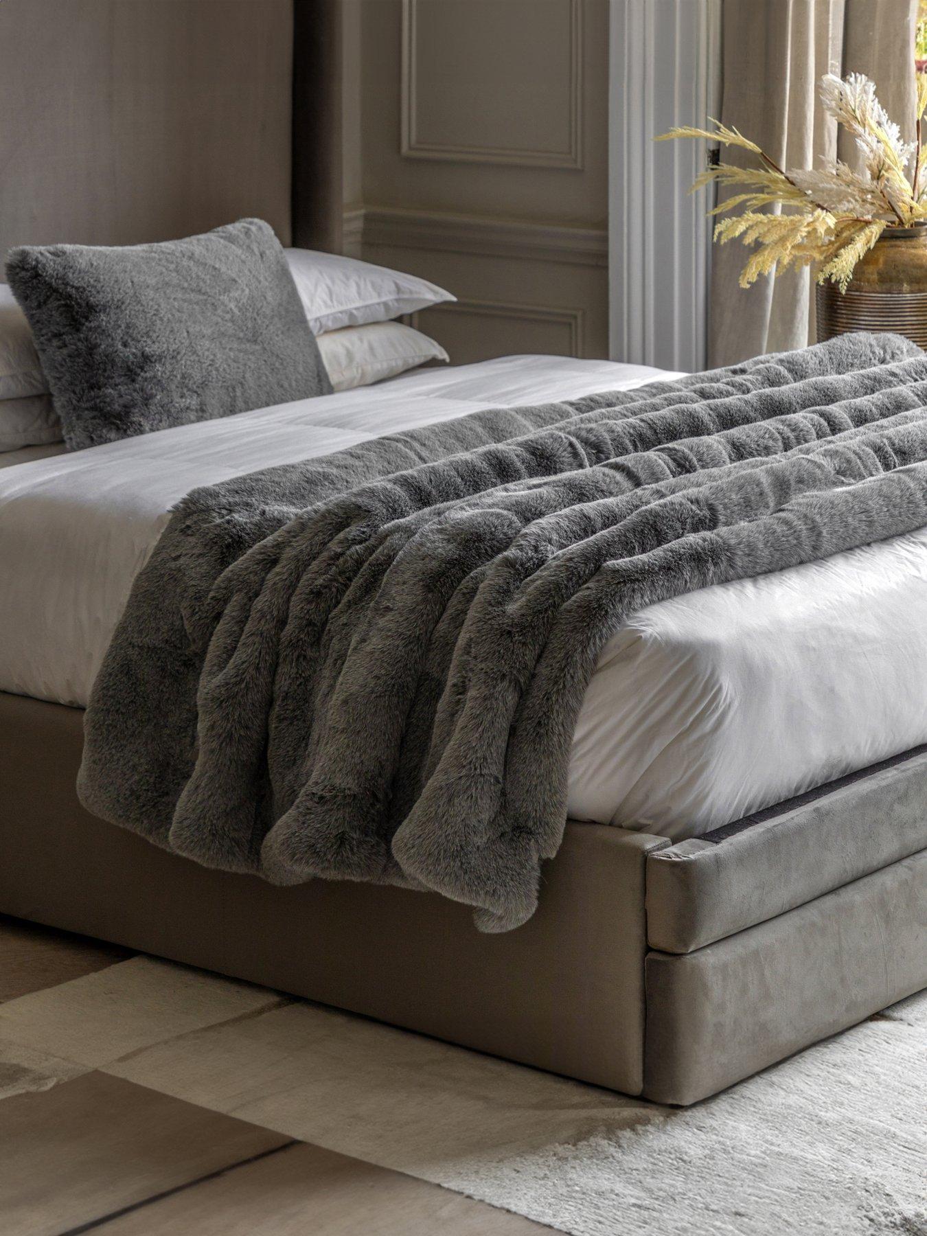 Image 1 of 5 of Gallery Direct Roscoe Faux Fur Throw - Smoke Grey