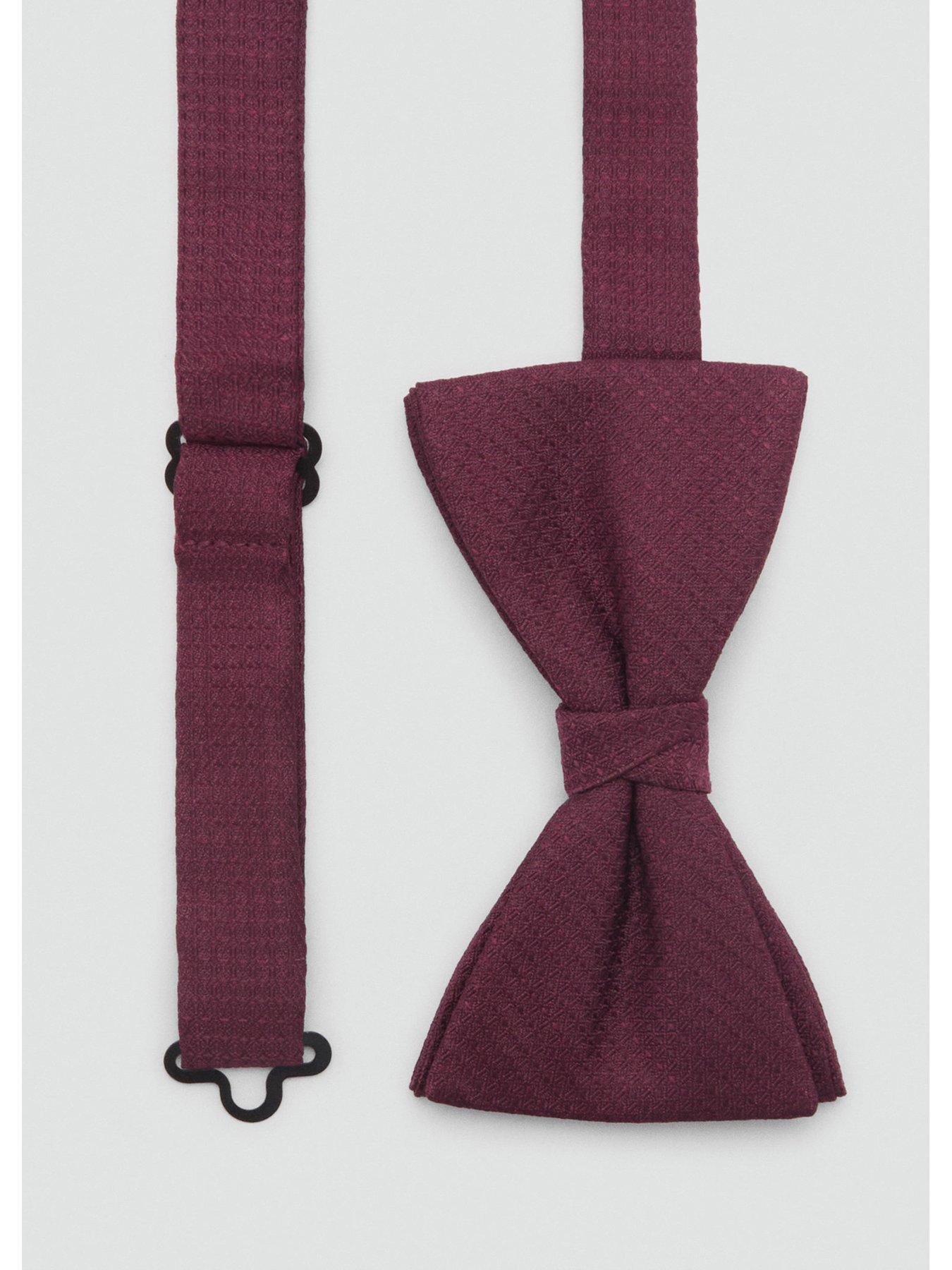 Image 3 of 3 of Mango Tailored Bow Tie - Dark Red