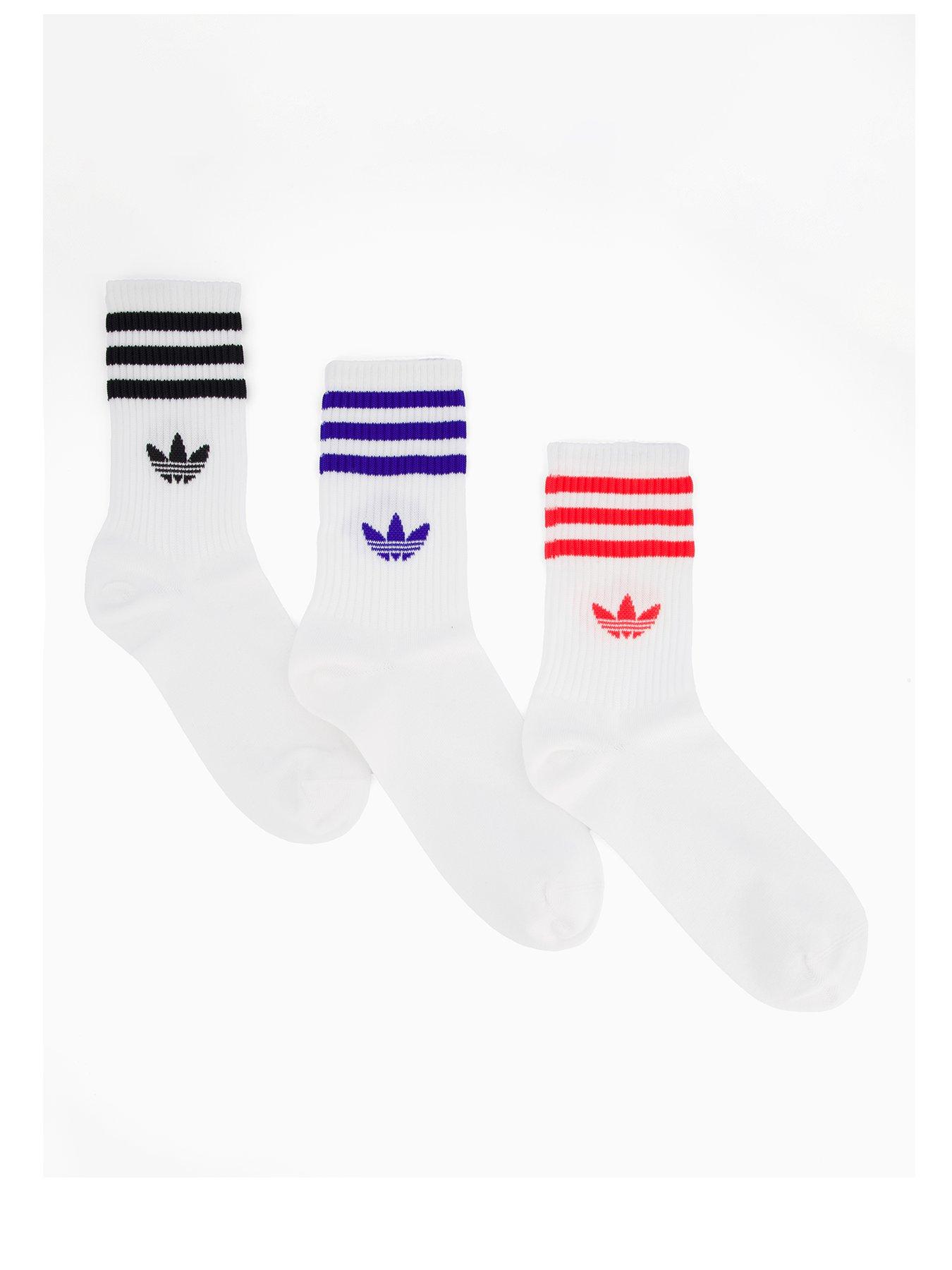 adidas Originals Unisex 3 Stripe Crew Socks 3 Pack - Multi