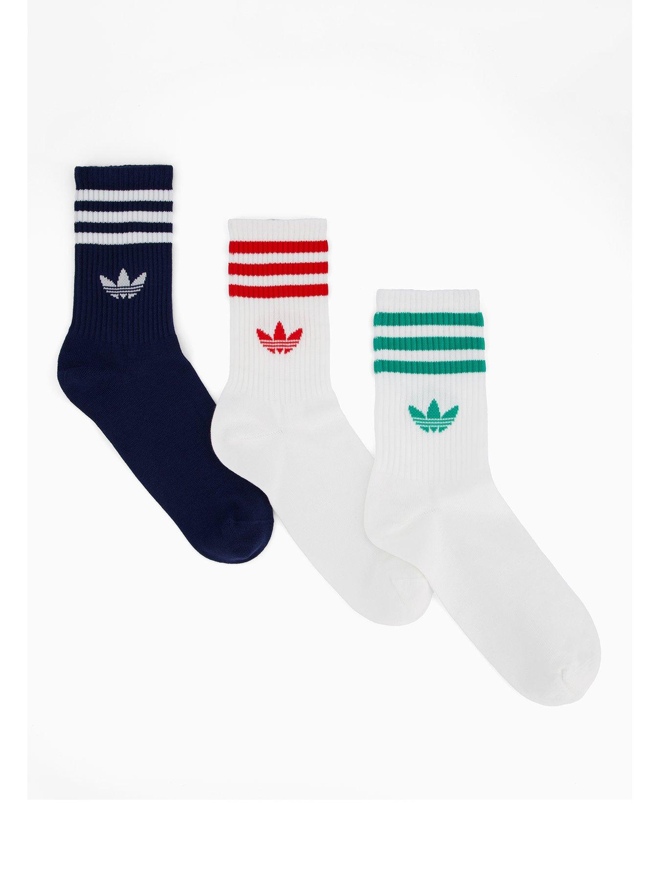 adidas Originals Men's 3 Stripe Crew Socks 3 Pack - Multi