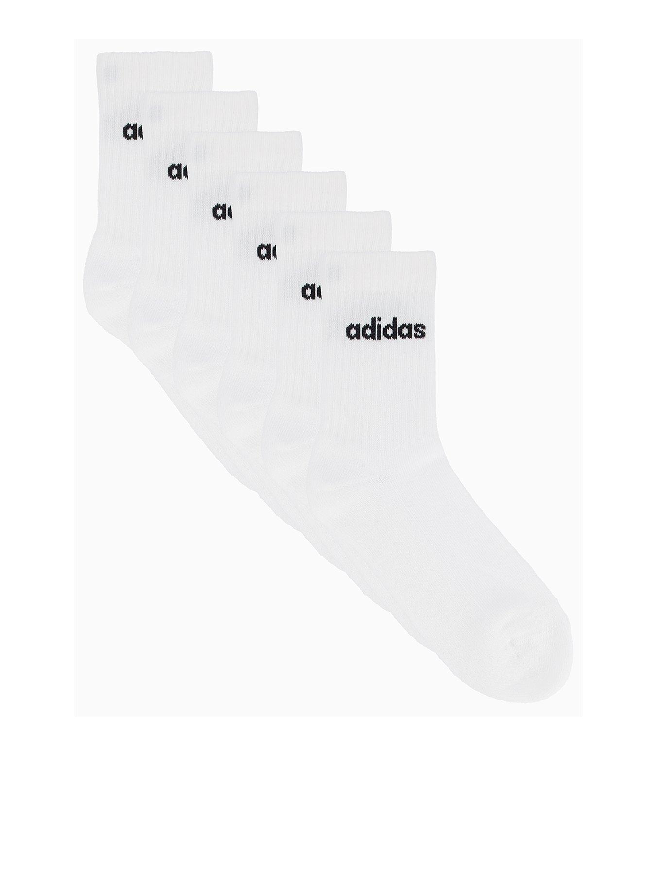 adidas Sportswear Men's Linear Crew Sock 6 Pack - White