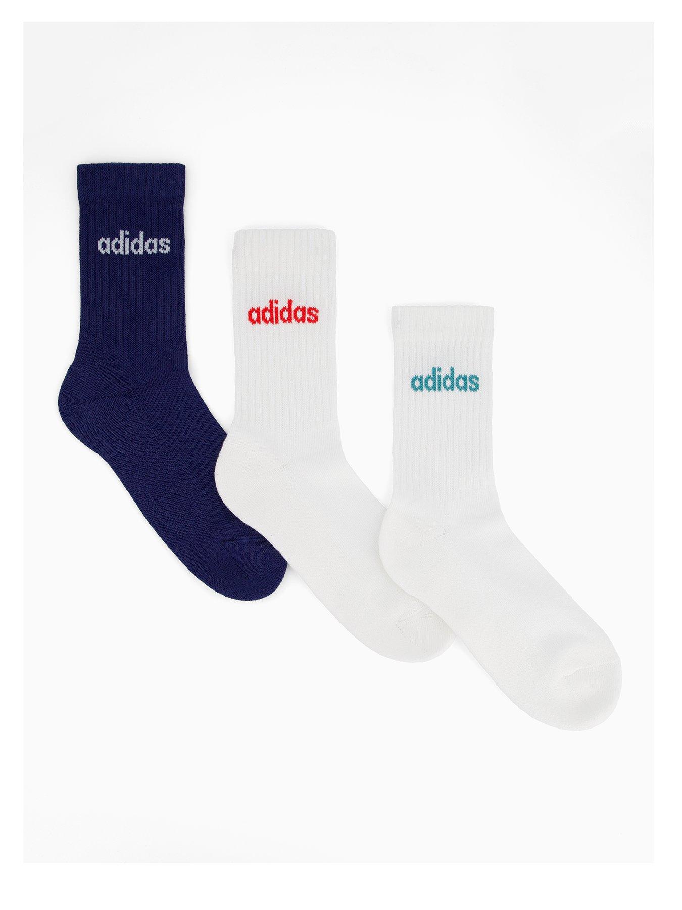 adidas Sportswear Men's Linear Crew Sock 3 Pack - Navy/white
