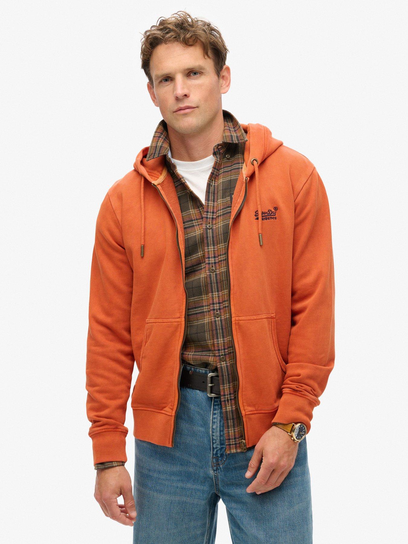 Image 1 of 5 of Superdry Essential Logo Washed Zip Through Hoodie - Brown