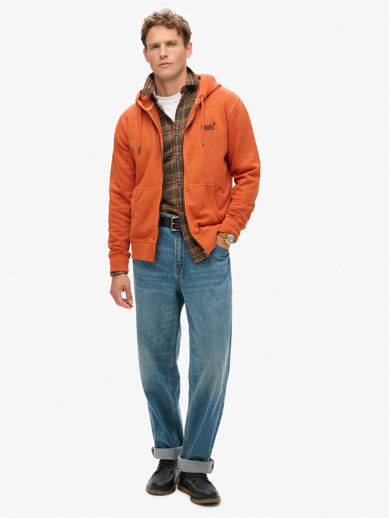 Image 3 of 5 of Superdry Essential Logo Washed Zip Through Hoodie - Brown