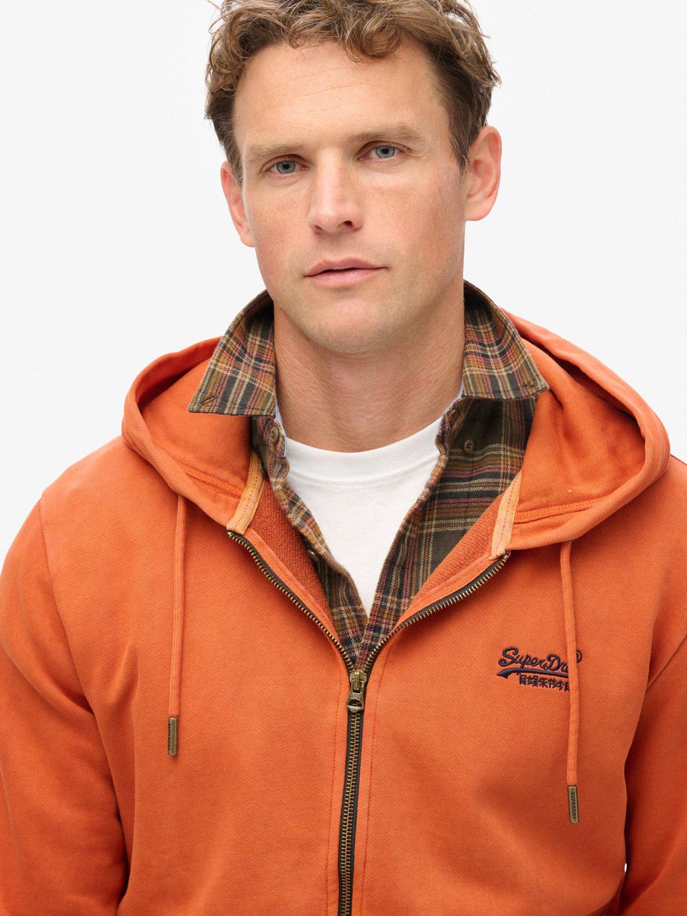 Image 4 of 5 of Superdry Essential Logo Washed Zip Through Hoodie - Brown