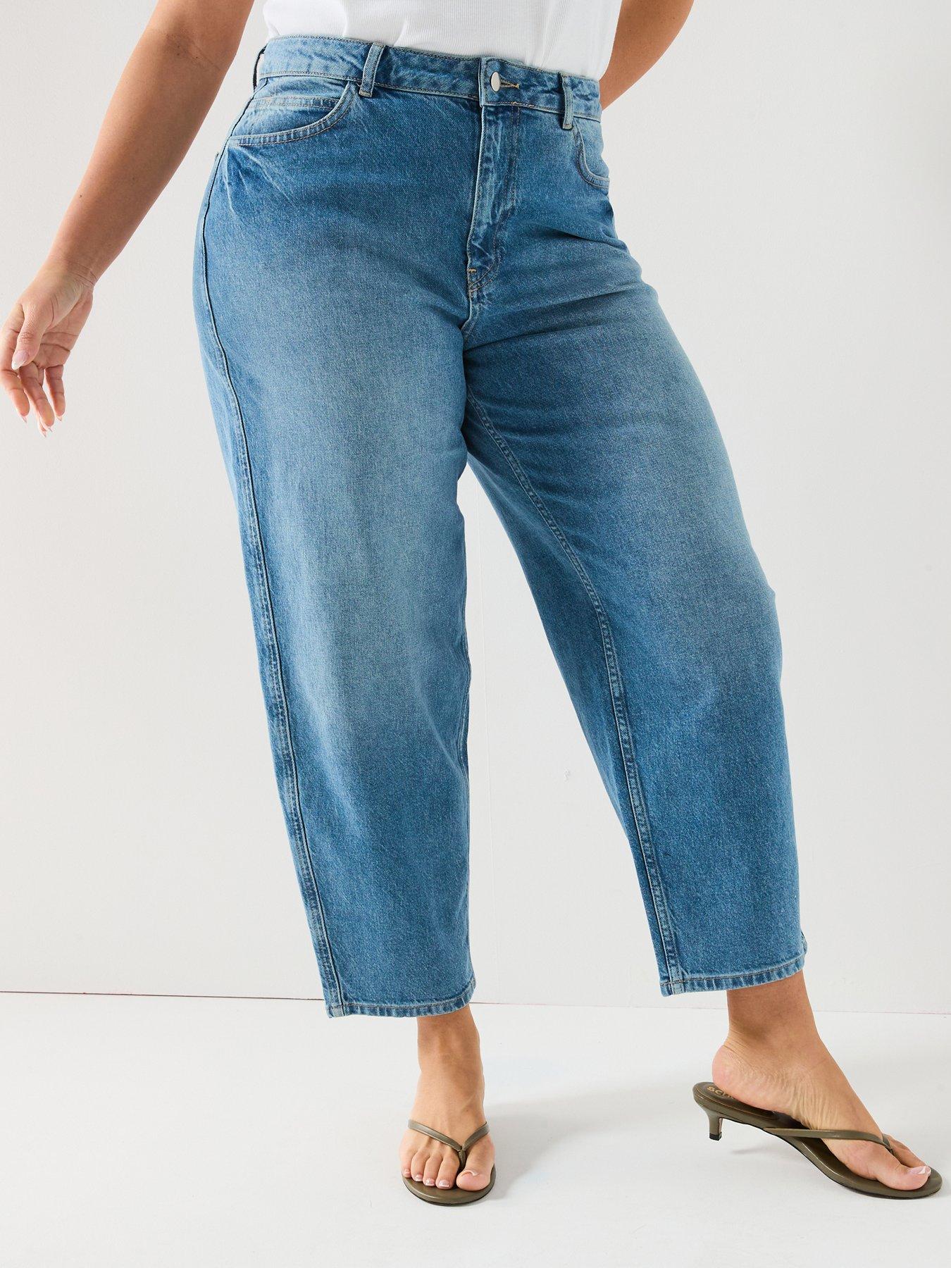 V by Very Curve The Barrel Leg Stretch Jeans - Blue