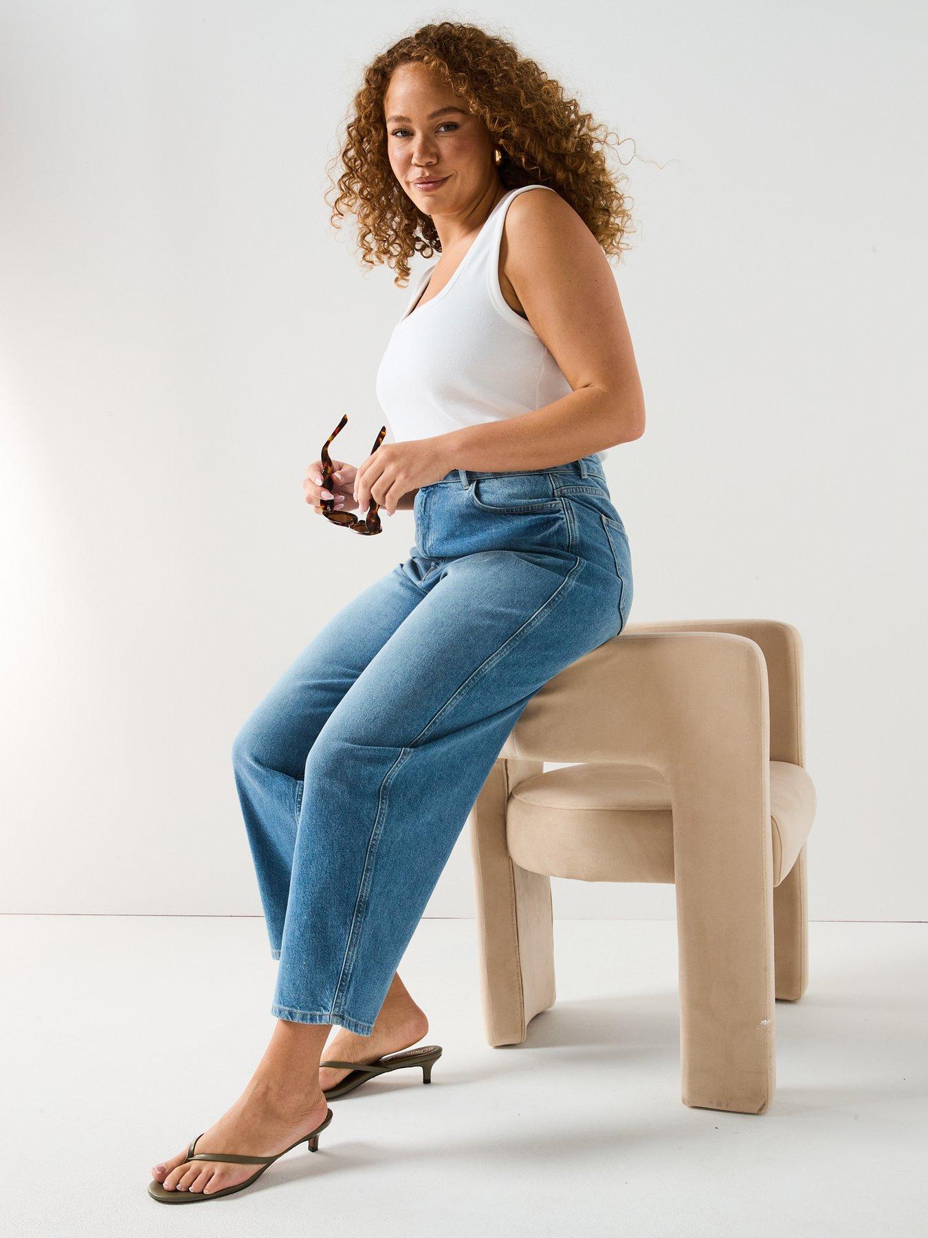 Image 4 of 6 of V by Very Curve The Curve Barrel Leg Stretch Jean - Blue