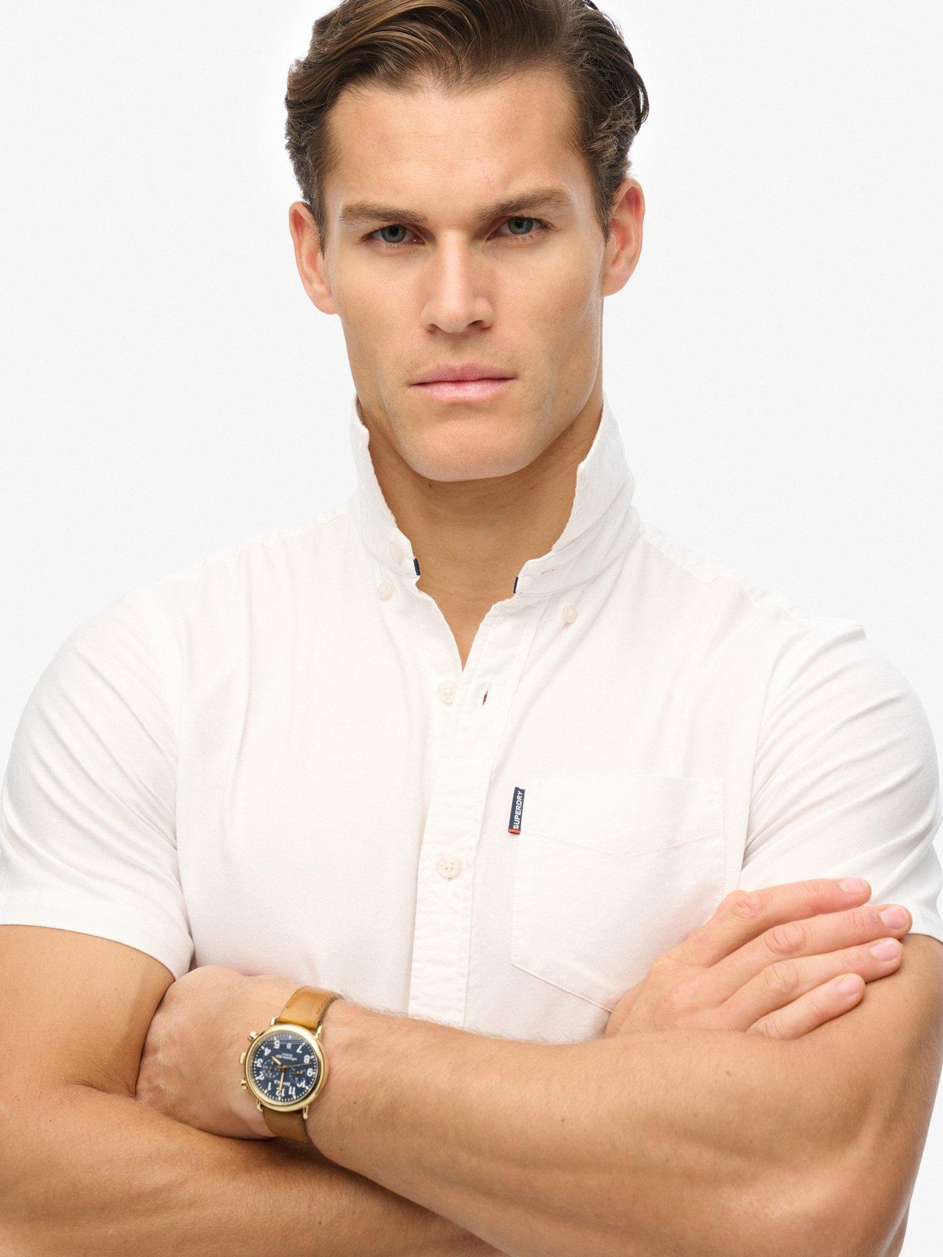 Image 4 of 4 of Superdry Oxford Short Sleeve Shirt - White