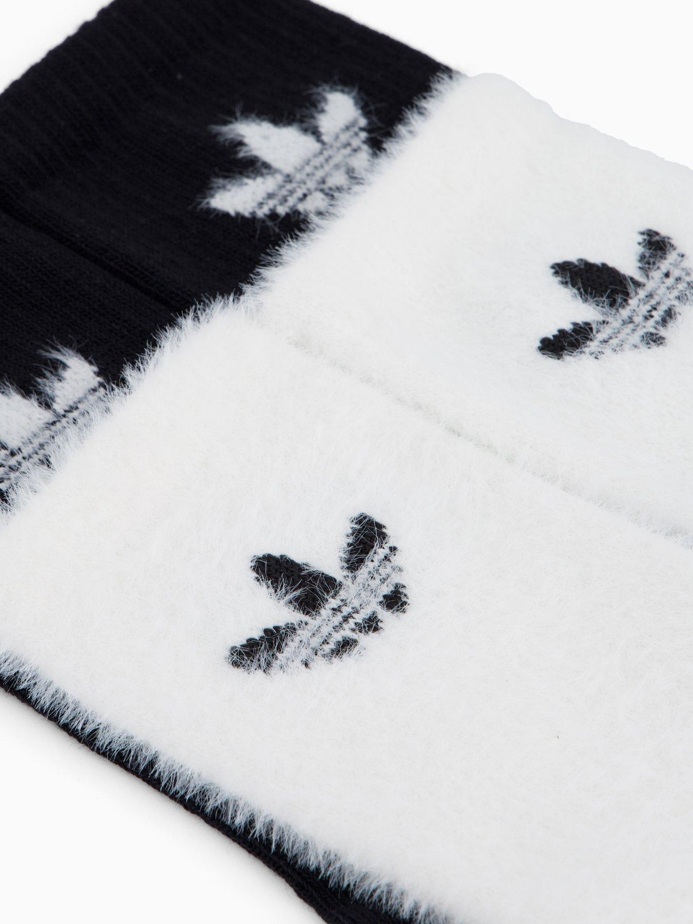 Image 4 of 4 of adidas Originals Women's Fluffy Crew Socks 2 Pack - Black/White