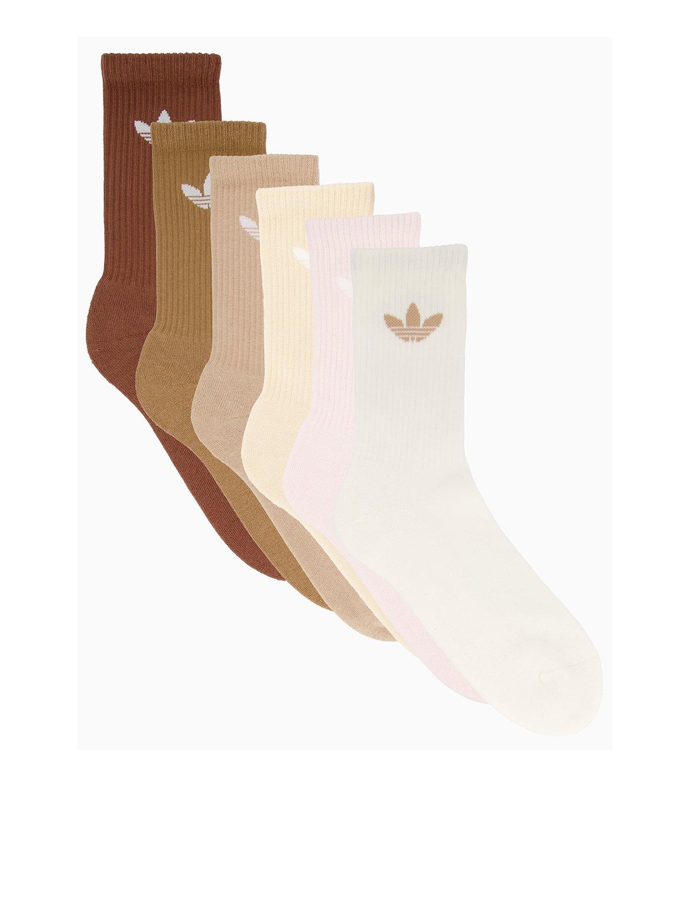 adidas Originals Unisex Trefoil Crew Sock 6 Pack - Beige