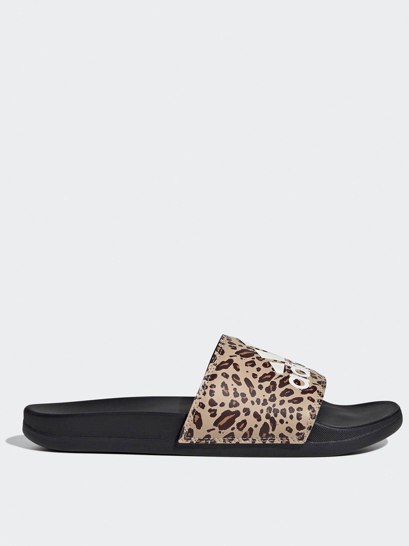adidas Sportswear Women's Adilette Comfort Leopard Slides - Brown