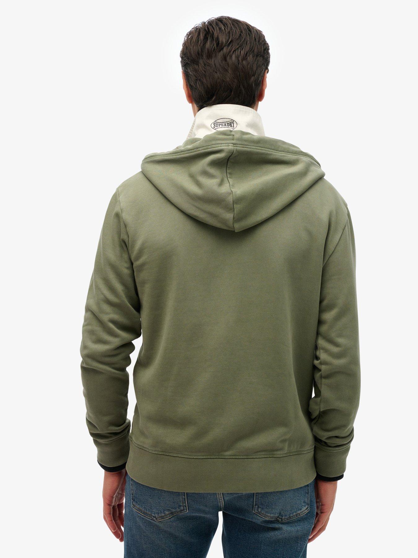 Image 2 of 6 of Superdry Essential Logo Washed Zip Through Hoodie - Green