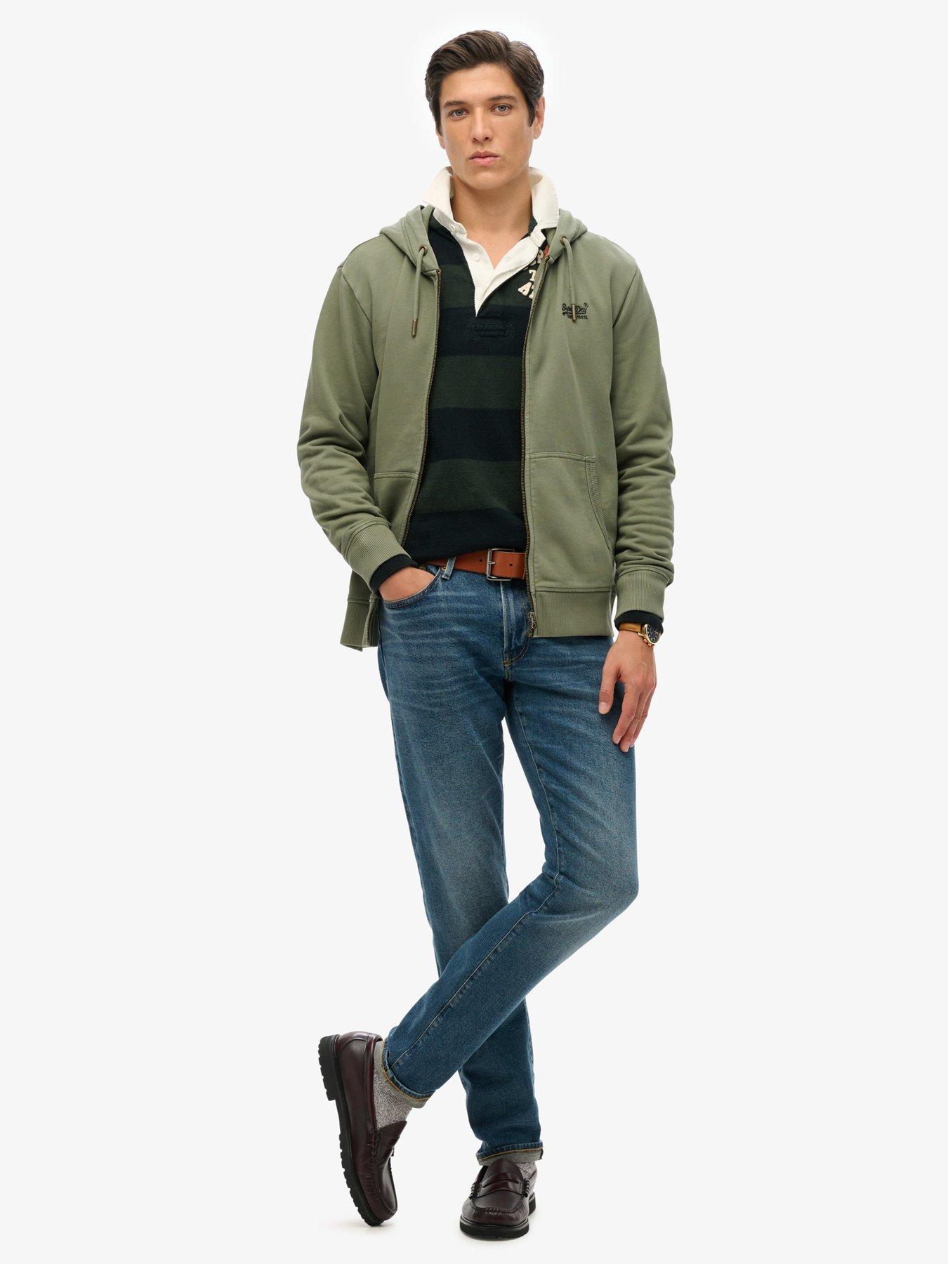 Image 3 of 6 of Superdry Essential Logo Washed Zip Through Hoodie - Green