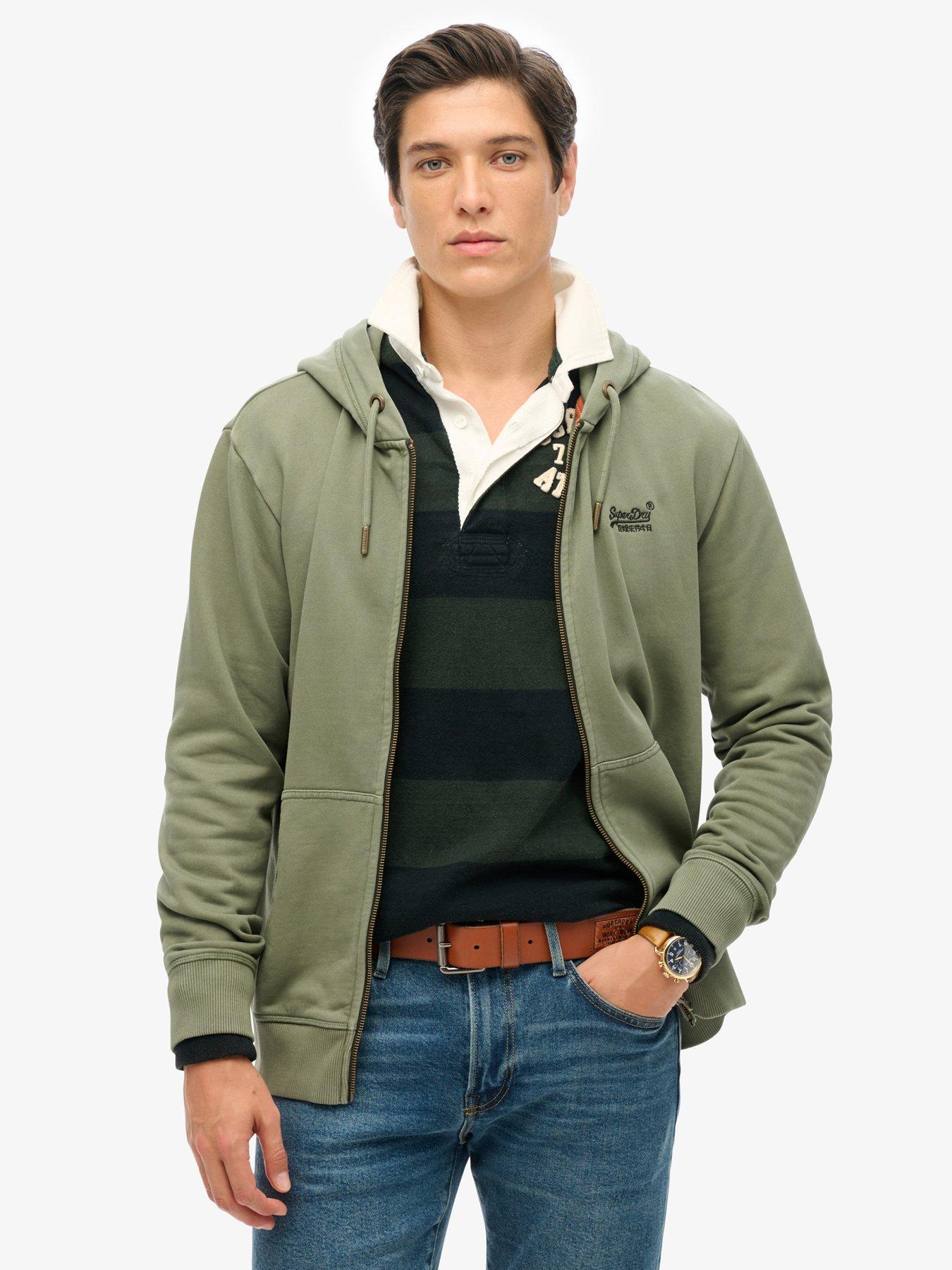 Image 4 of 6 of Superdry Essential Logo Washed Zip Through Hoodie - Green