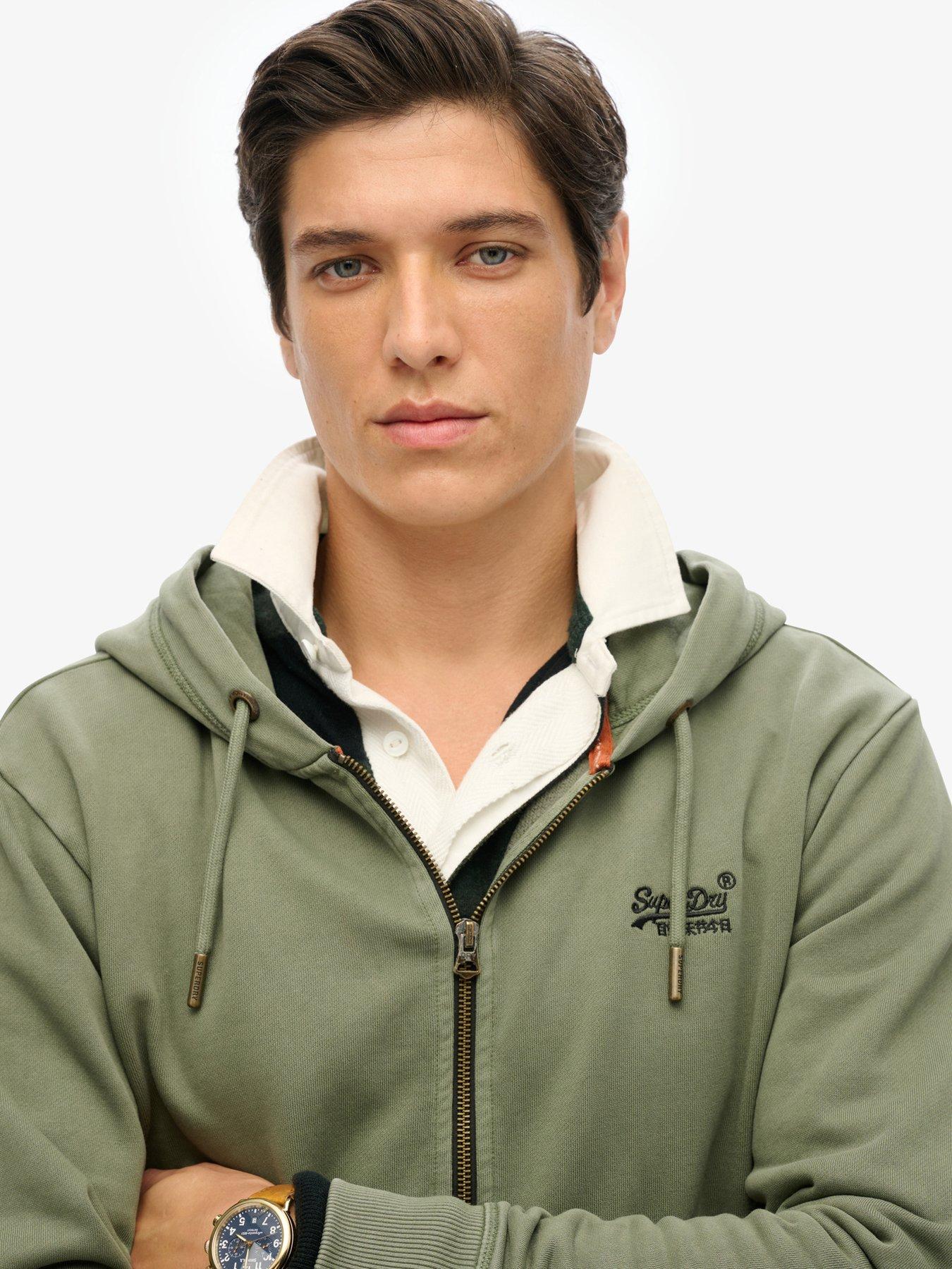 Image 5 of 6 of Superdry Essential Logo Washed Zip Through Hoodie - Green