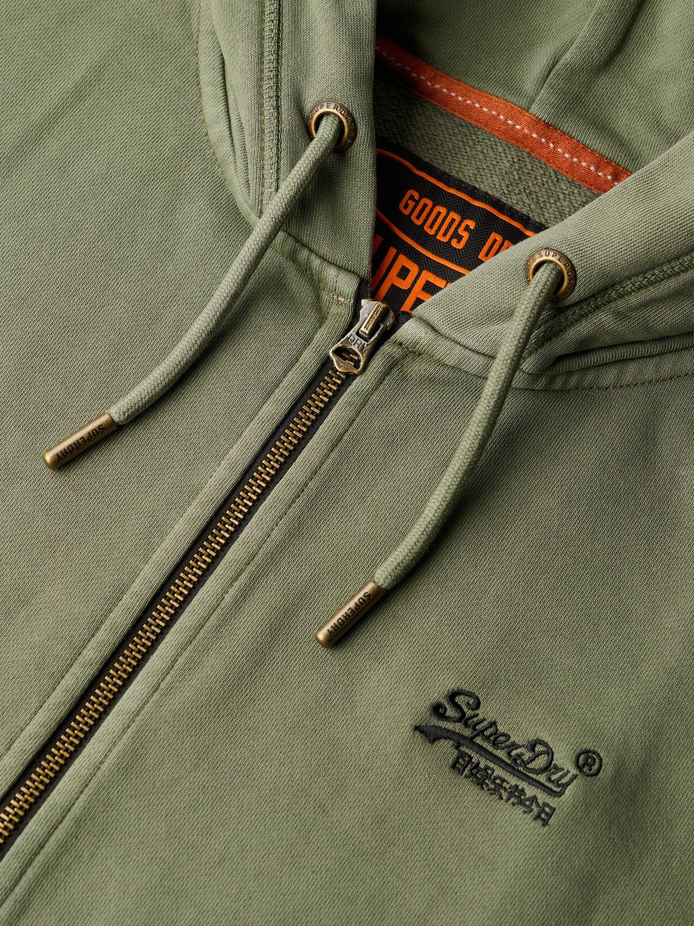 Image 6 of 6 of Superdry Essential Logo Washed Zip Through Hoodie - Green