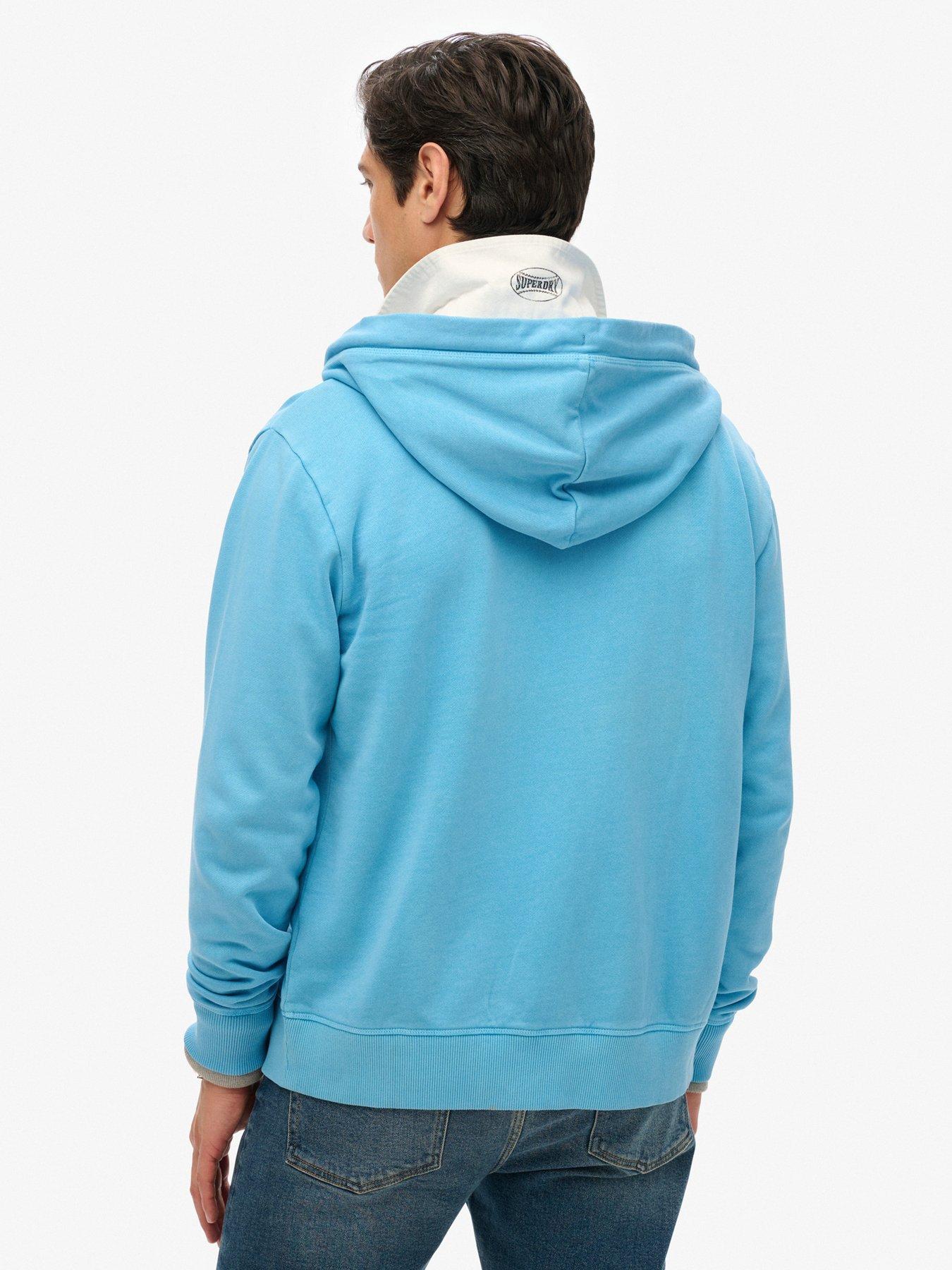 Image 2 of 5 of Superdry Essential Logo Washed Zip Through Hoodie - Blue