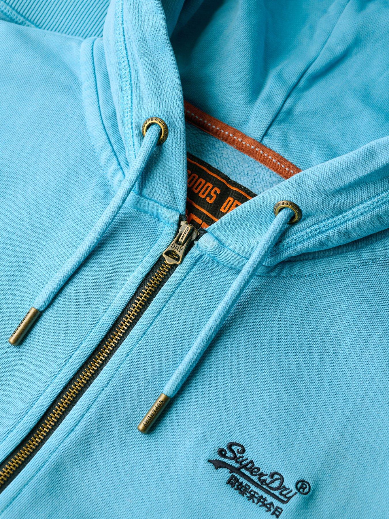 Image 5 of 5 of Superdry Essential Logo Washed Zip Through Hoodie - Blue