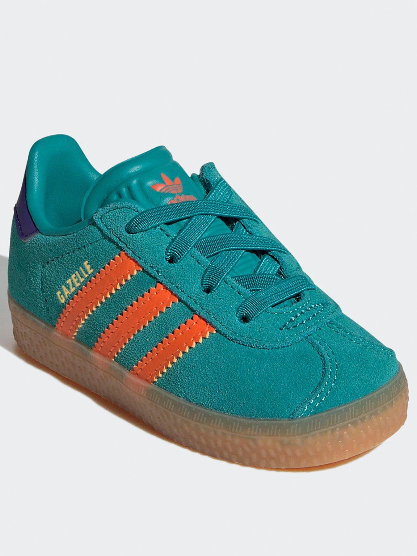 adidas gazelle silver green womens Gazelle Cf Elastic Lace Infant Legacy Teal/White  Shoes & Sox