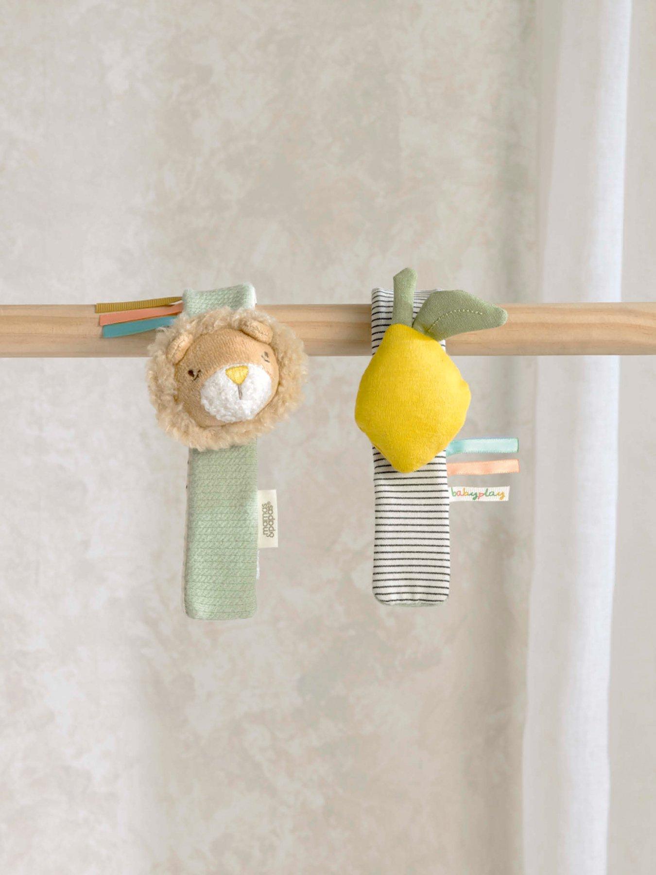 Image 1 of 2 of Mamas & Papas Born to be Wild Wrist Rattle 2 Pack - Lion and Lemon
