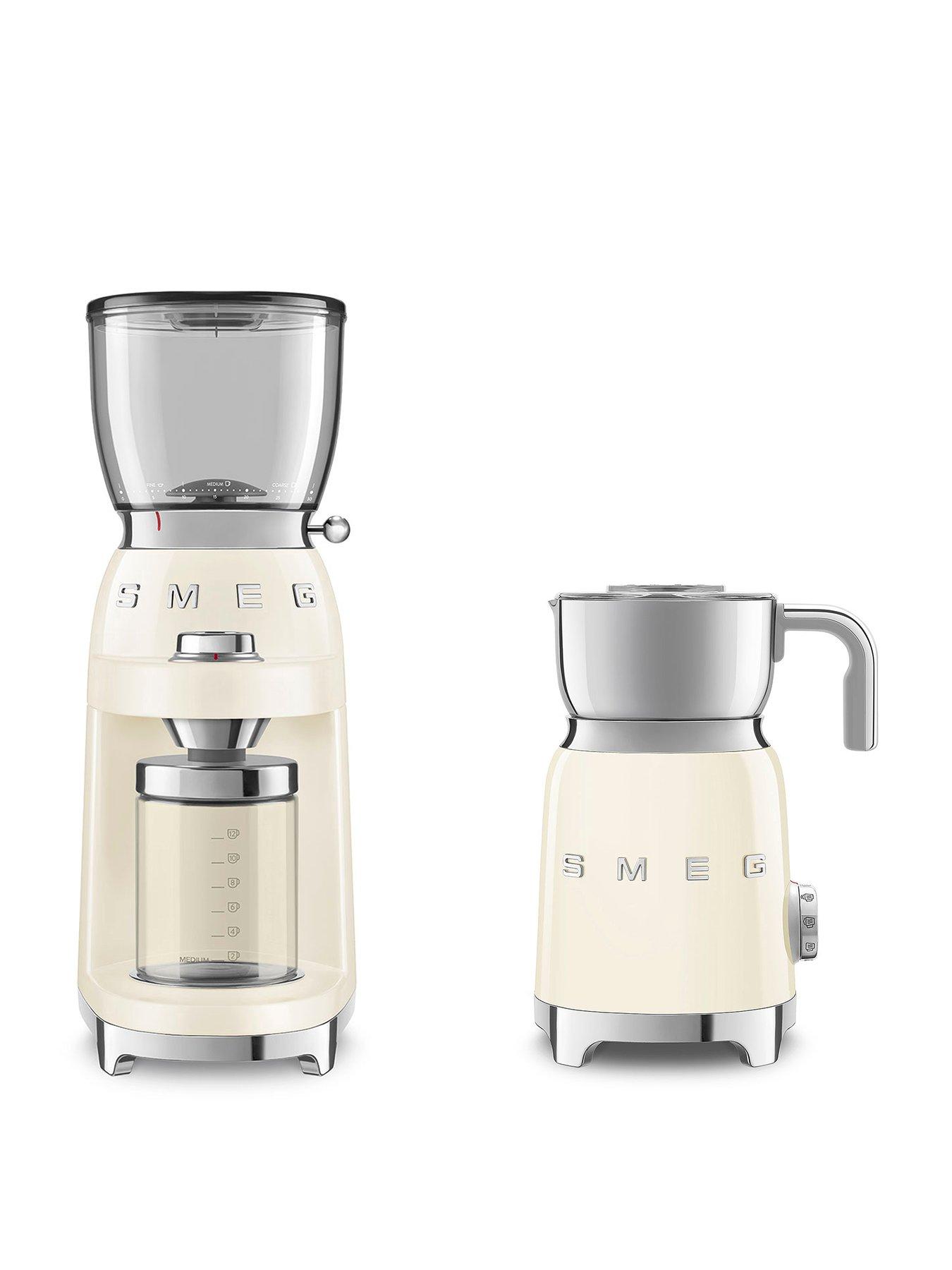 Image of Smeg EEJB301 50s Style Coffee Grinder & Induction Milk Frother - Cream