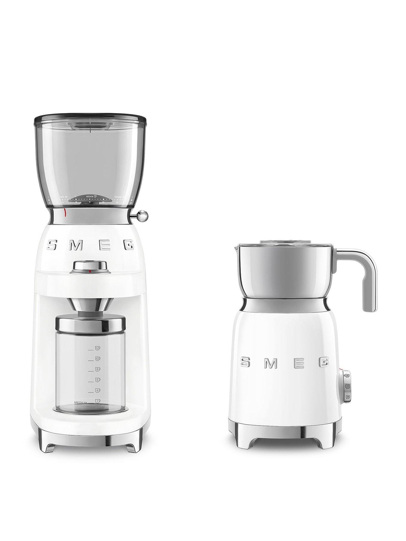 Image of Smeg EEJB302 50s Style Coffee Grinder & Induction Milk Frother - White