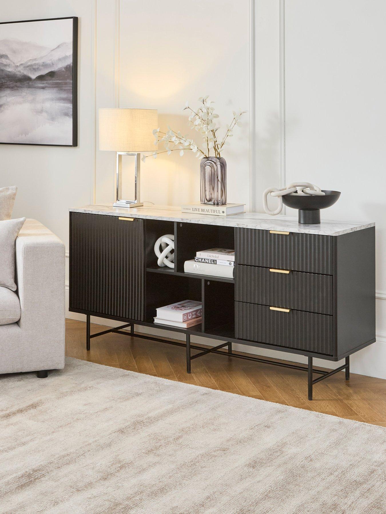 Image 1 of 7 of The Very Collection Lucero Large Multi Sideboard - Black/Brass