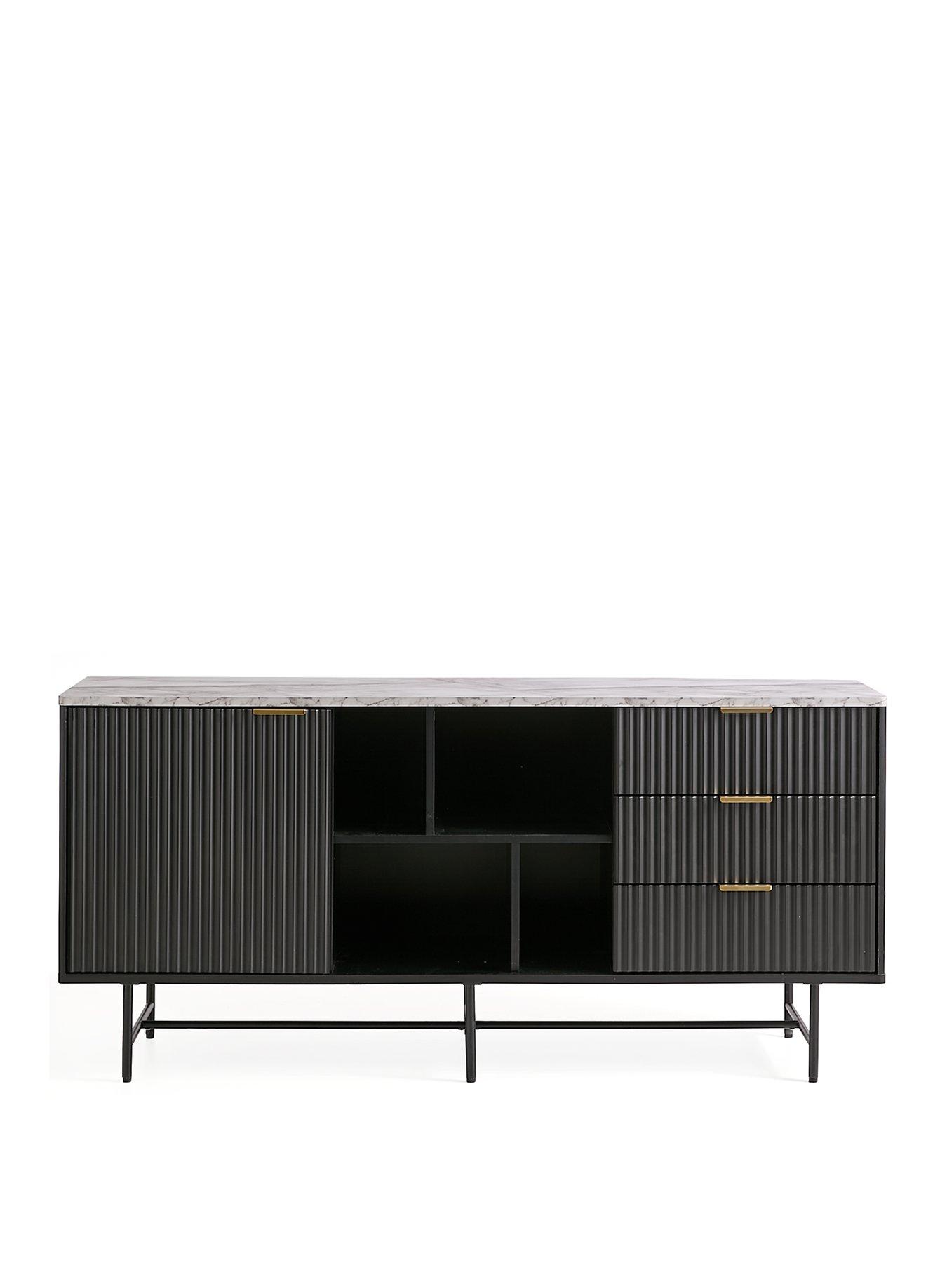 Image 2 of 7 of The Very Collection Lucero Large Multi Sideboard - Black/Brass