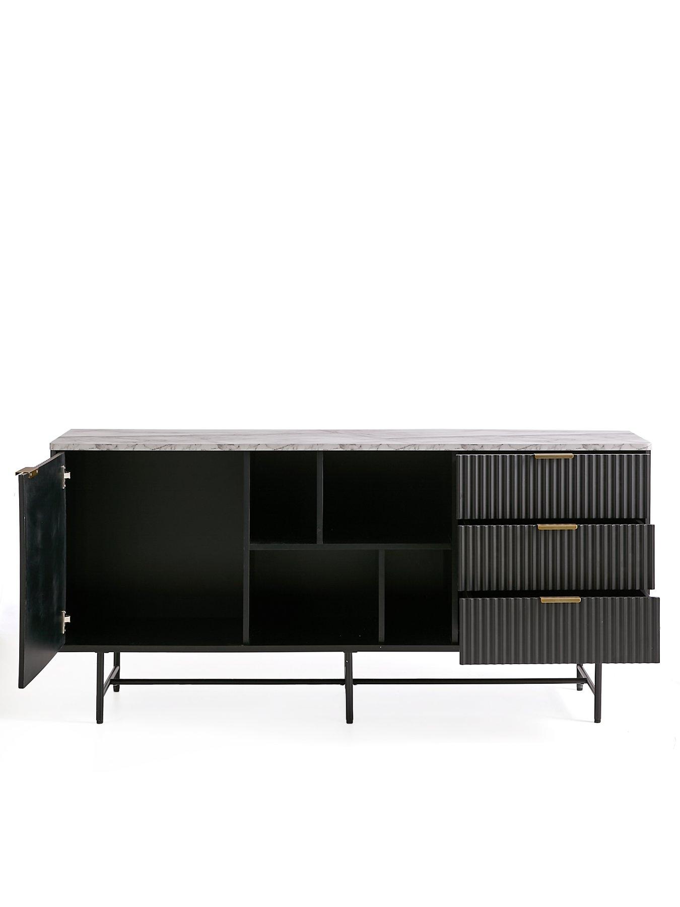 Image 4 of 7 of The Very Collection Lucero Large Multi Sideboard - Black/Brass