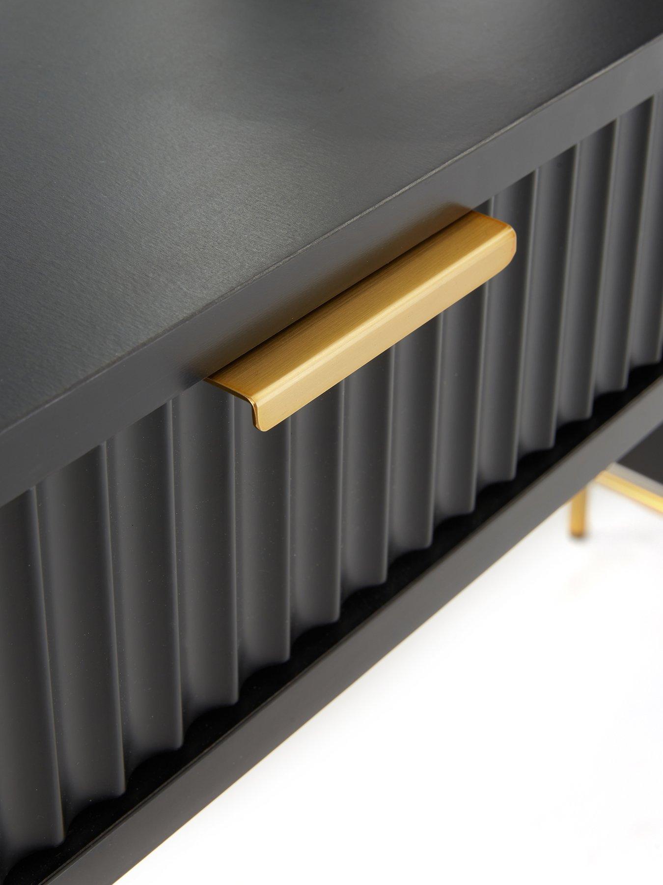 Image 5 of 7 of Very Home Cora Dressing Table,&nbsp;Mirror and Side Drawers Set - Black/Brass