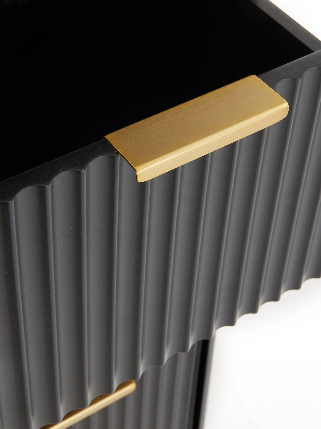 Image 6 of 7 of Very Home Cora Dressing Table,&nbsp;Mirror and Side Drawers Set - Black/Brass