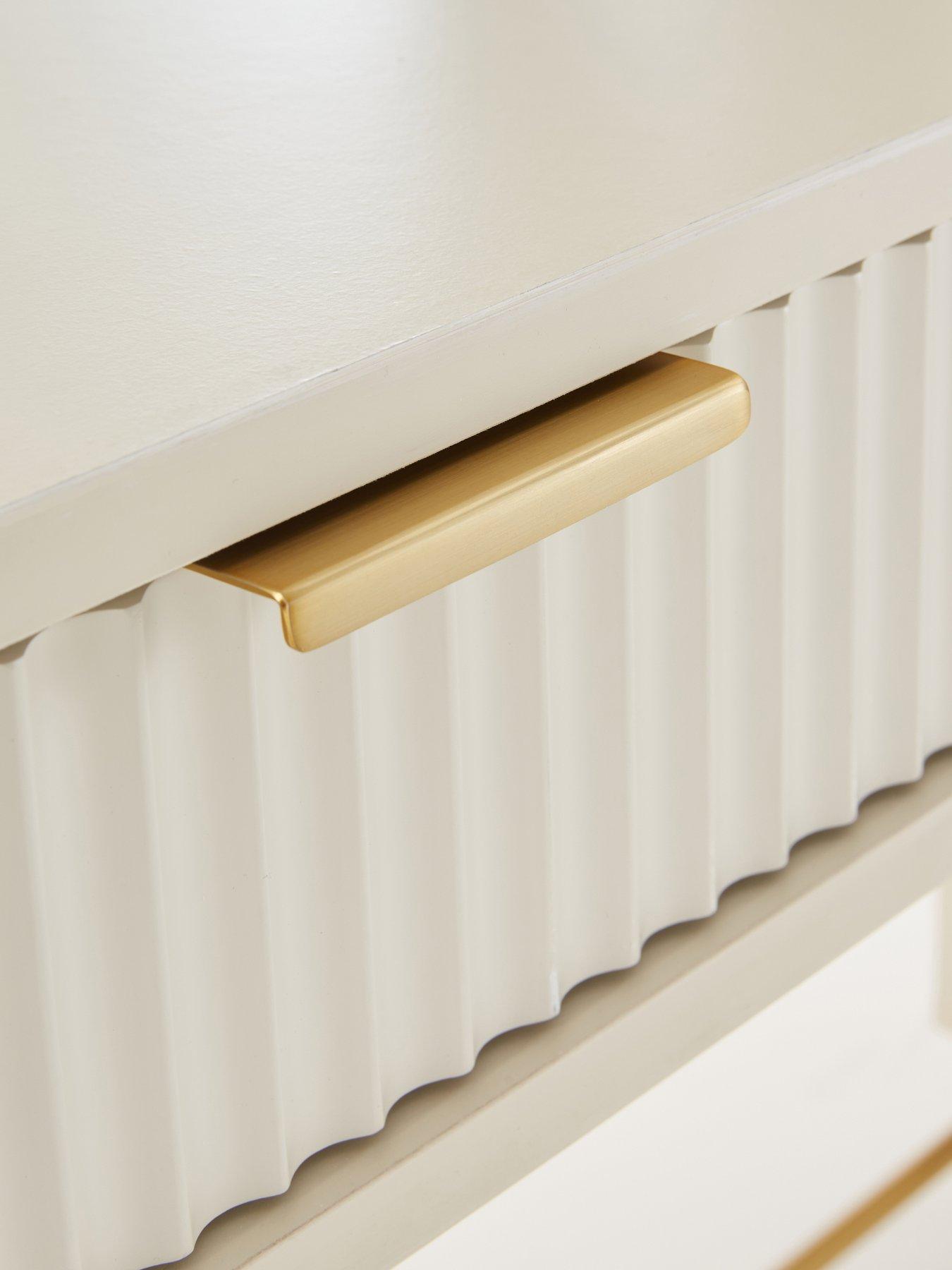 Image 7 of 7 of The Very Collection Cora Dressing Table, Mirror and Side Drawers Set - Ivory/Brass